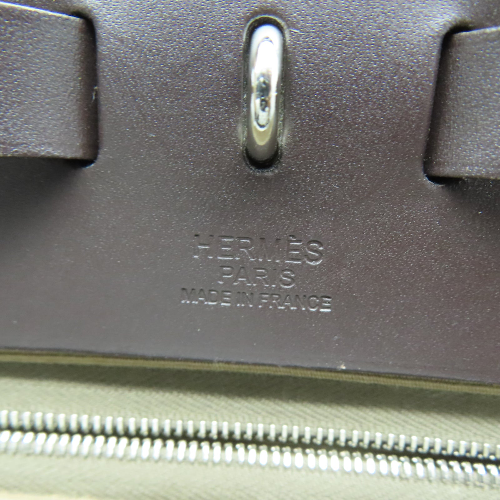 HERMES 帆布/皮革Herbag GM銀扣手挽肩背兩用袋灰色