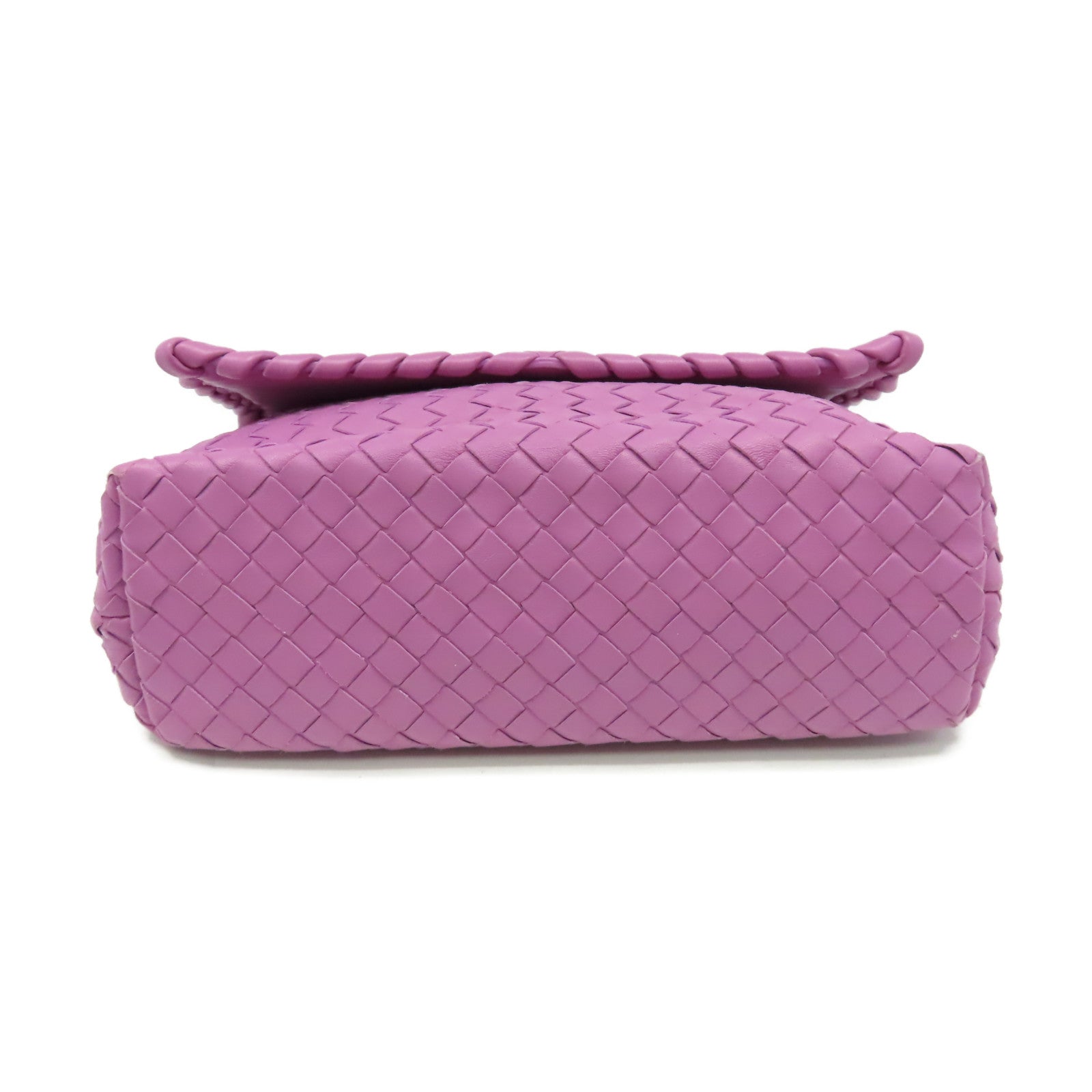 BOTTEGA VENETA 織紋皮革Baby Olimpia Shoulder Bag鏈帶肩背袋紫粉色