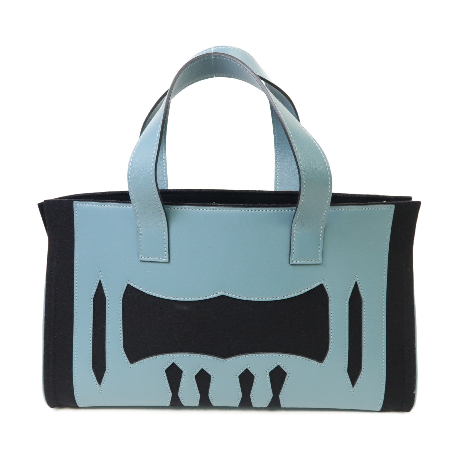 HERMES 皮革Petit H Tote Bag手挽袋藍色/黒色