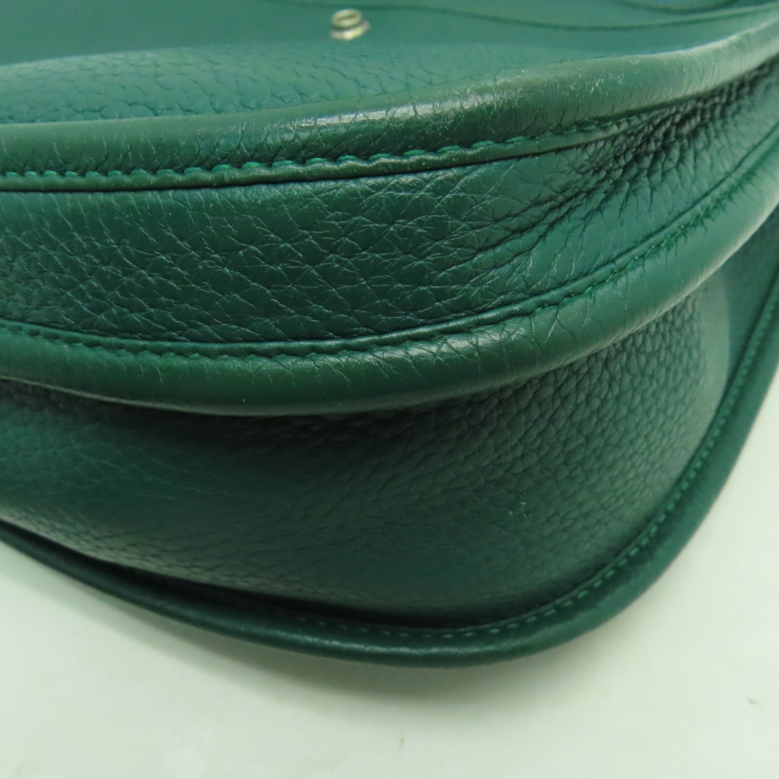HERMES Clemence皮革Evelyne PM銀扣肩背袋Malachite綠色