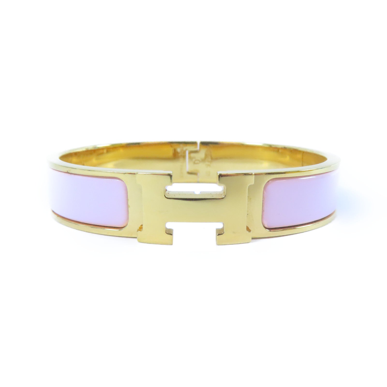 HERMES 金屬Clic H金扣手鐲粉紅色