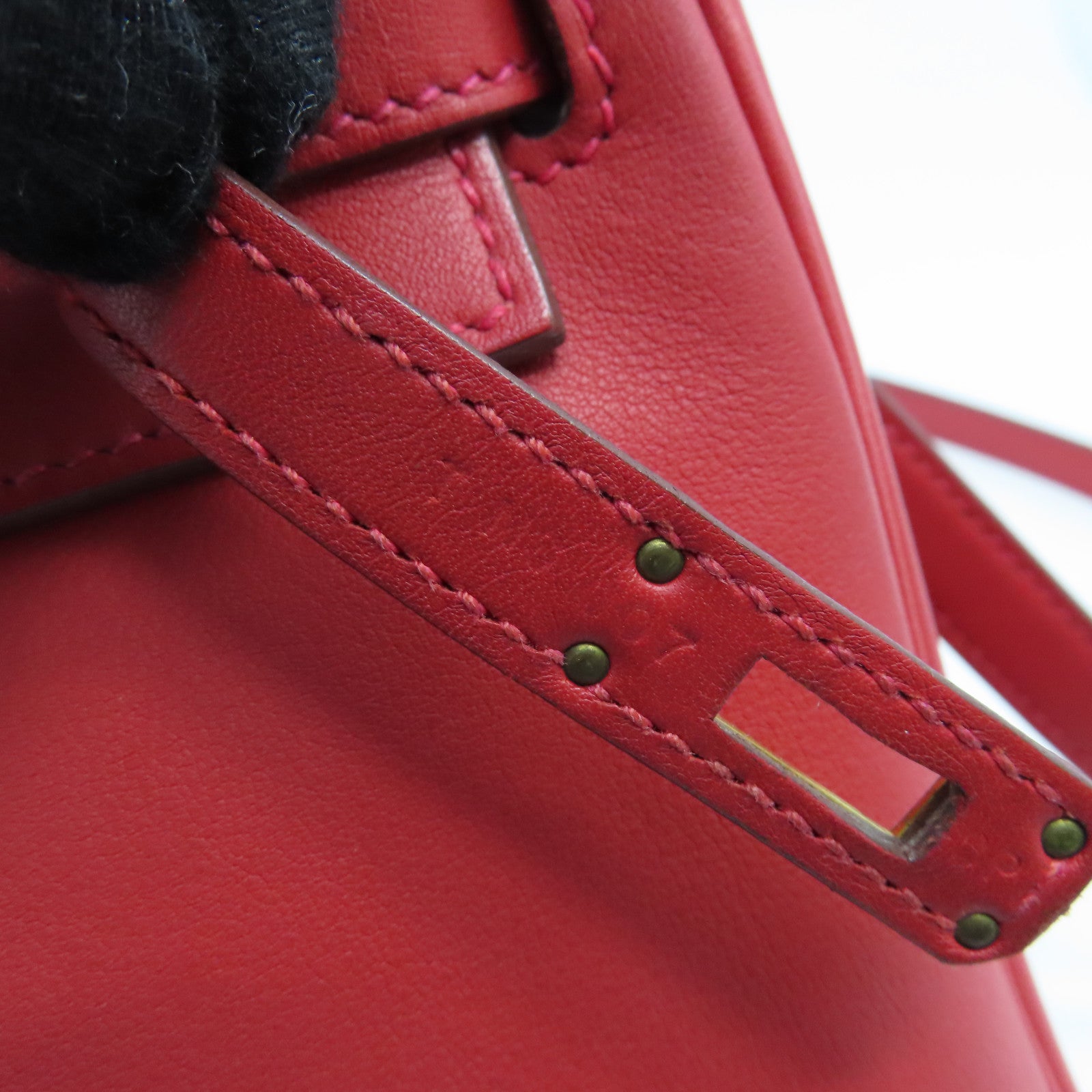 HERMES Swift皮革Kelly 25金扣手挽袋Rouge Vermillon红色