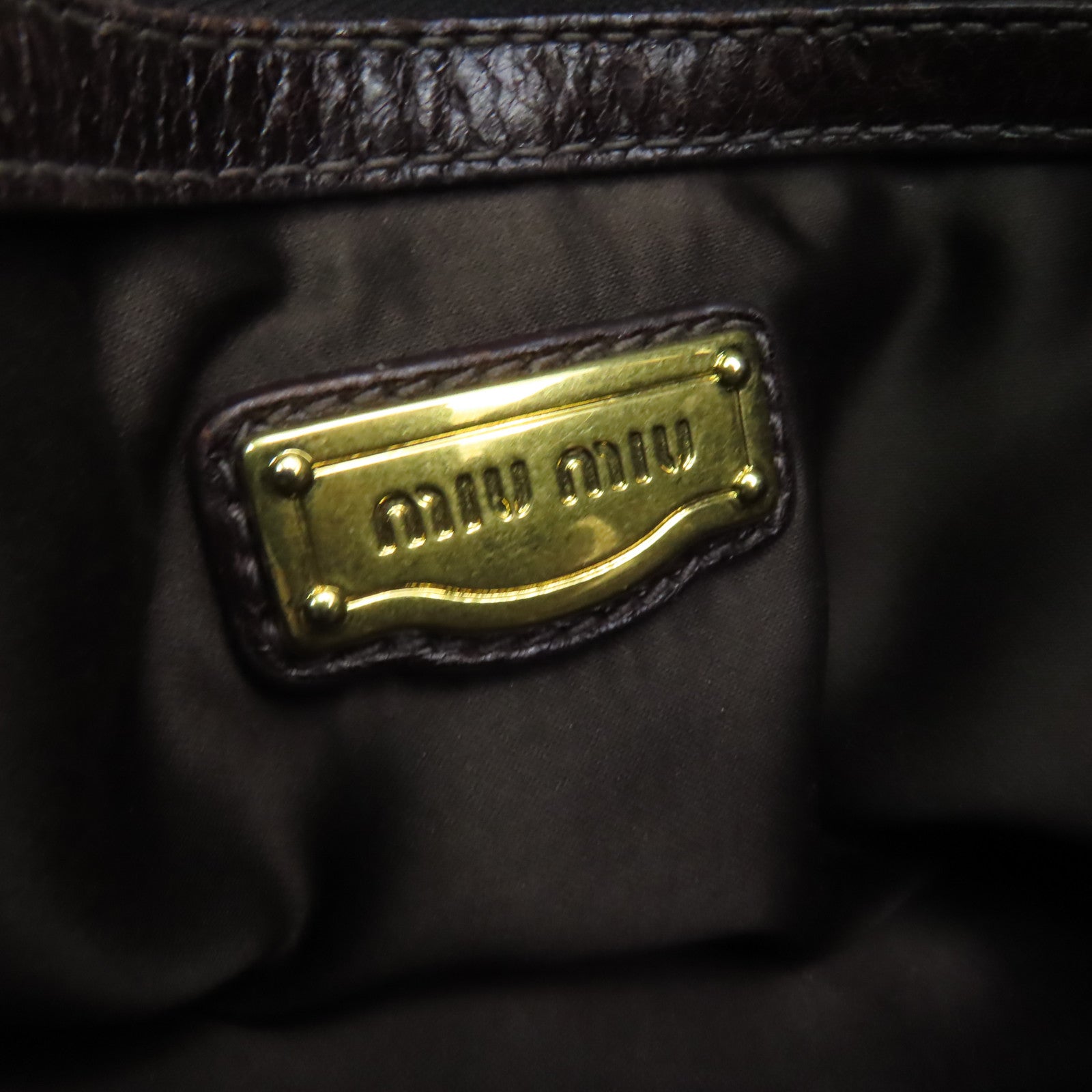 Miu Miu 牛皮皮革2way Shoulder Bag金扣手挽肩背兩用袋棕色