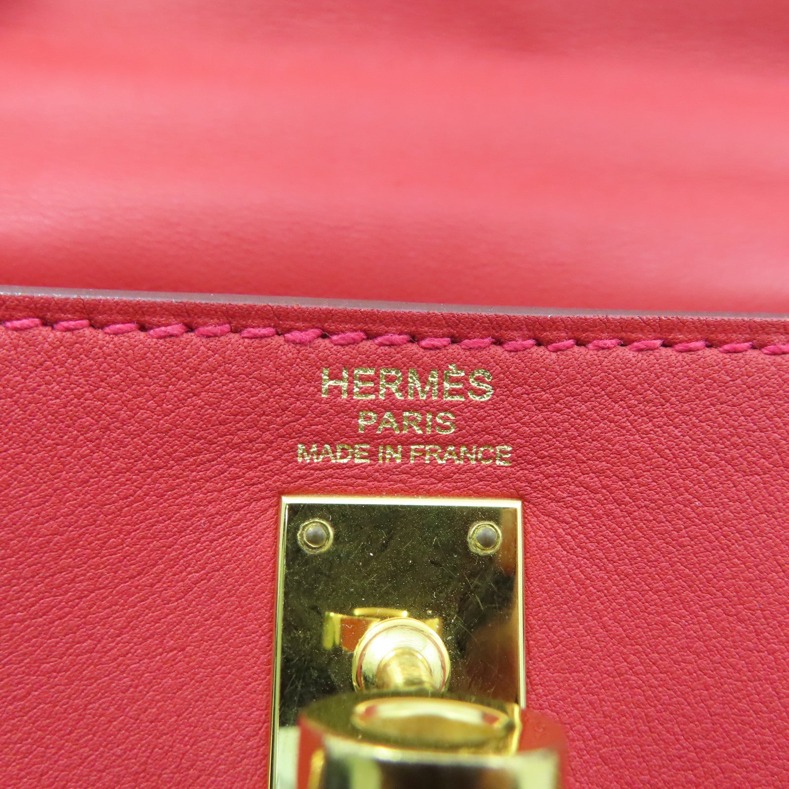HERMES Swift皮革Kelly 25金扣手挽袋Rouge Vermillon红色