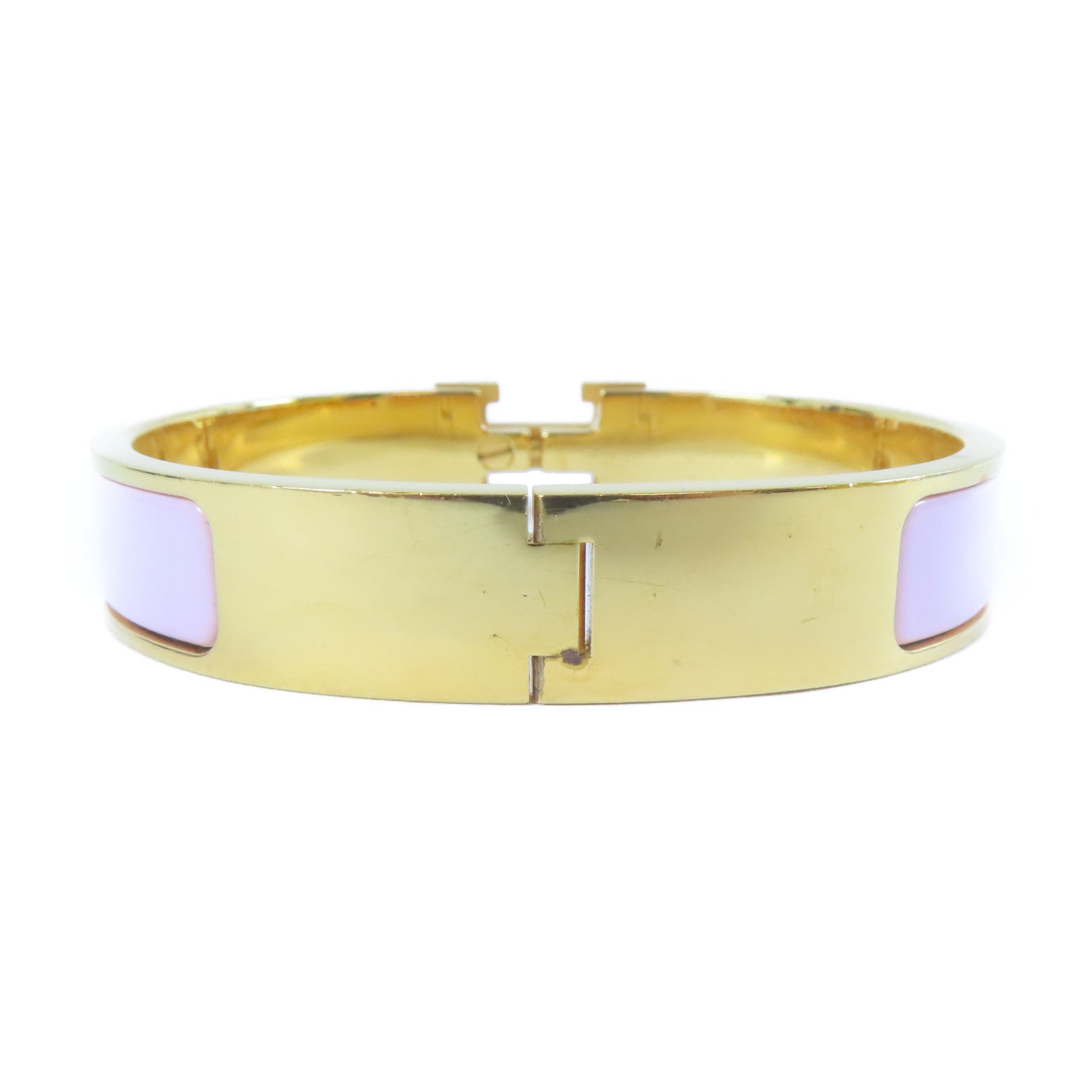 HERMES 金屬Clic H金扣手鐲粉紅色