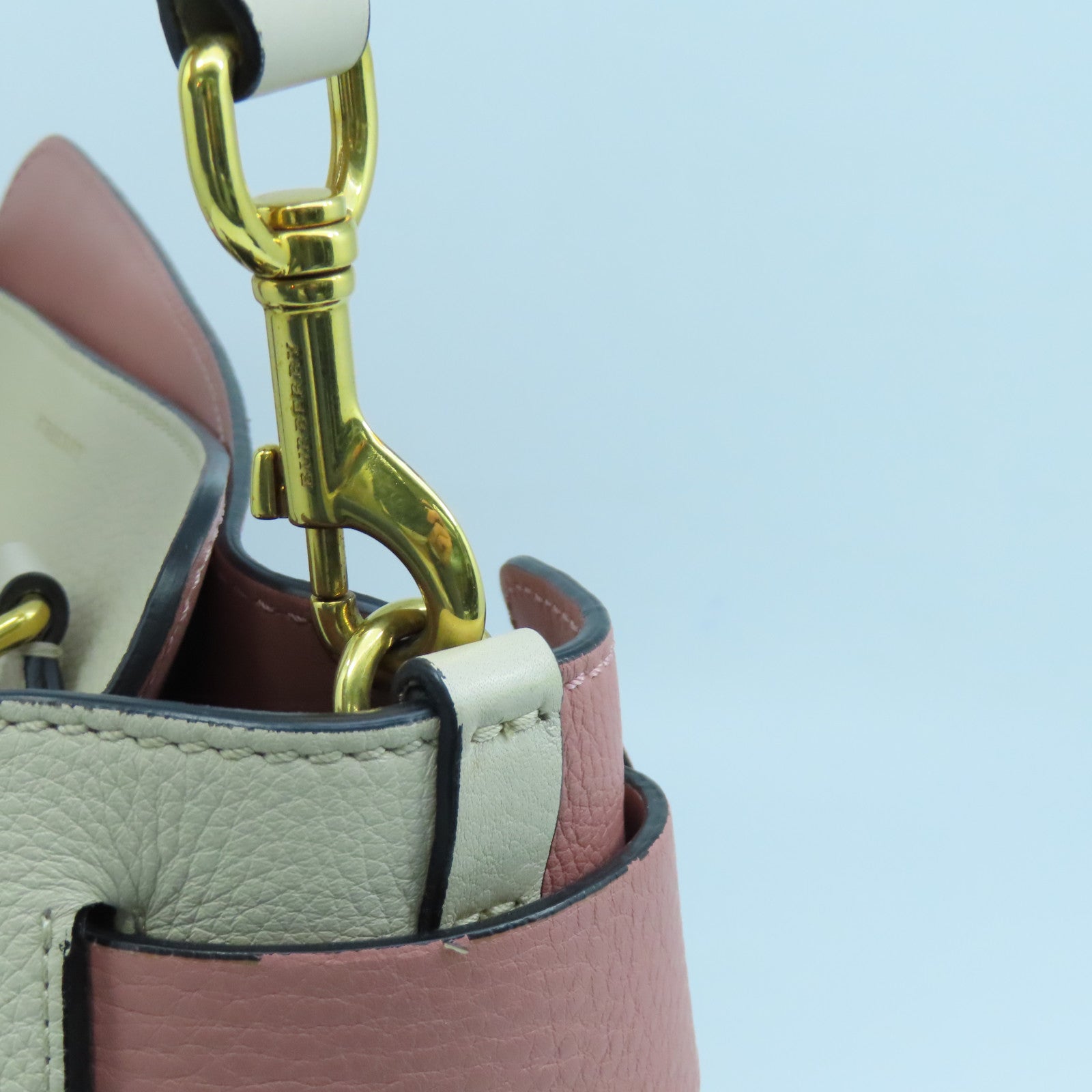 BURBERRY 牛皮皮革Small Belt Bag金扣手挽肩背兩用袋白色粉紅色