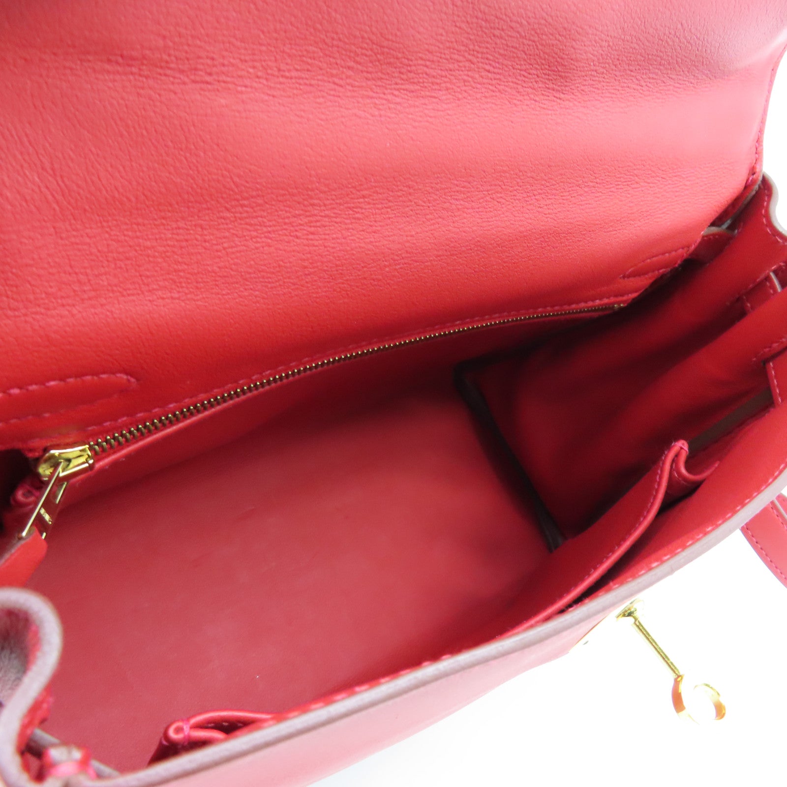 HERMES Swift皮革Kelly 25金扣手挽袋Rouge Vermillon红色