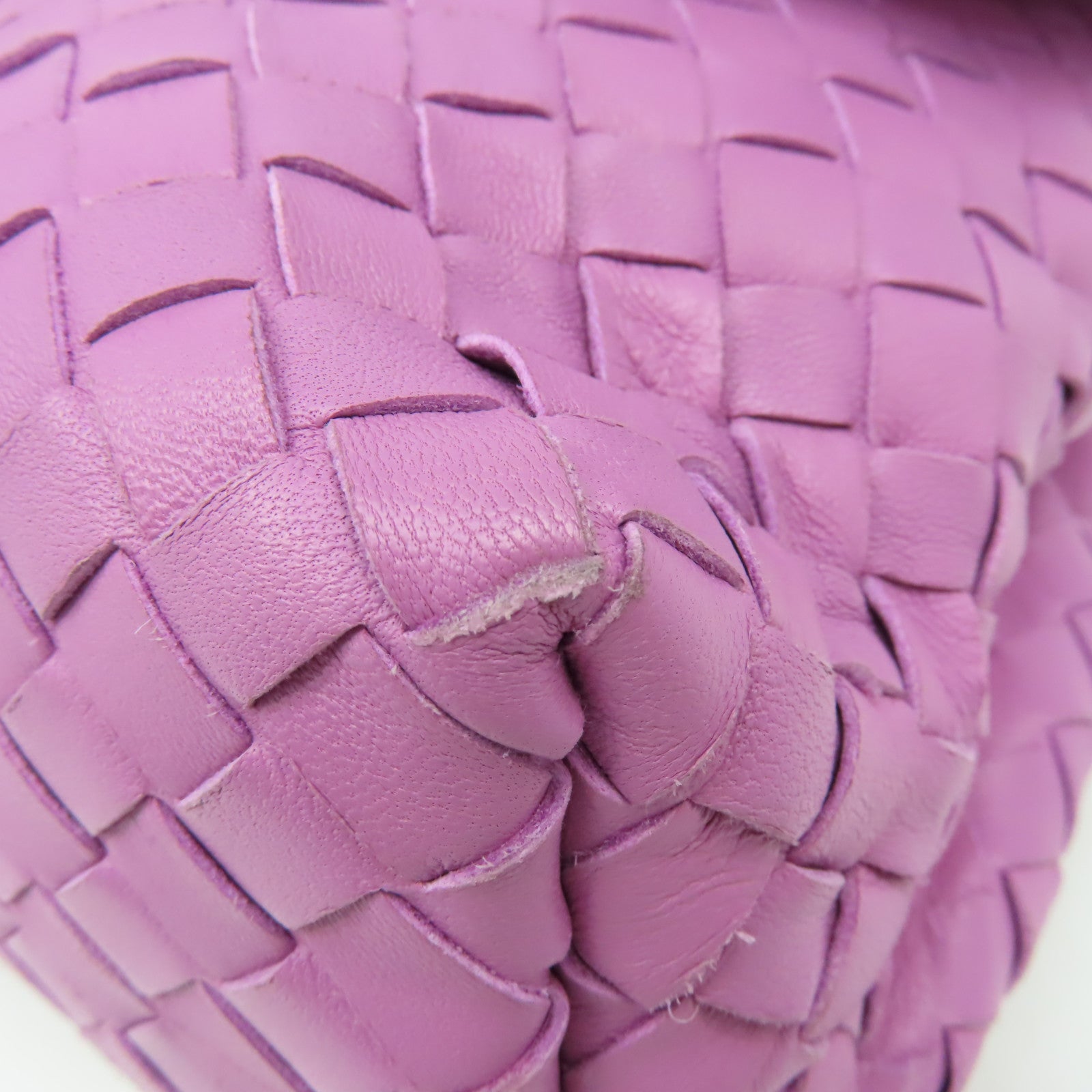 BOTTEGA VENETA 織紋皮革Baby Olimpia Shoulder Bag鏈帶肩背袋紫粉色