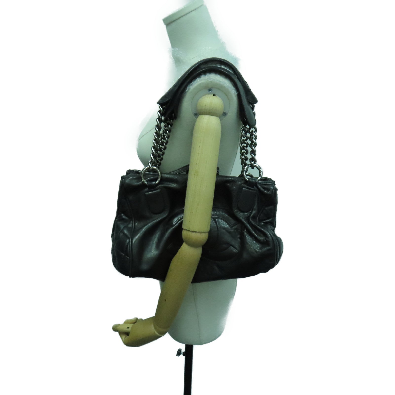CHANEL 牛皮皮革Shoulder Bag银扣手挽袋/肩背袋