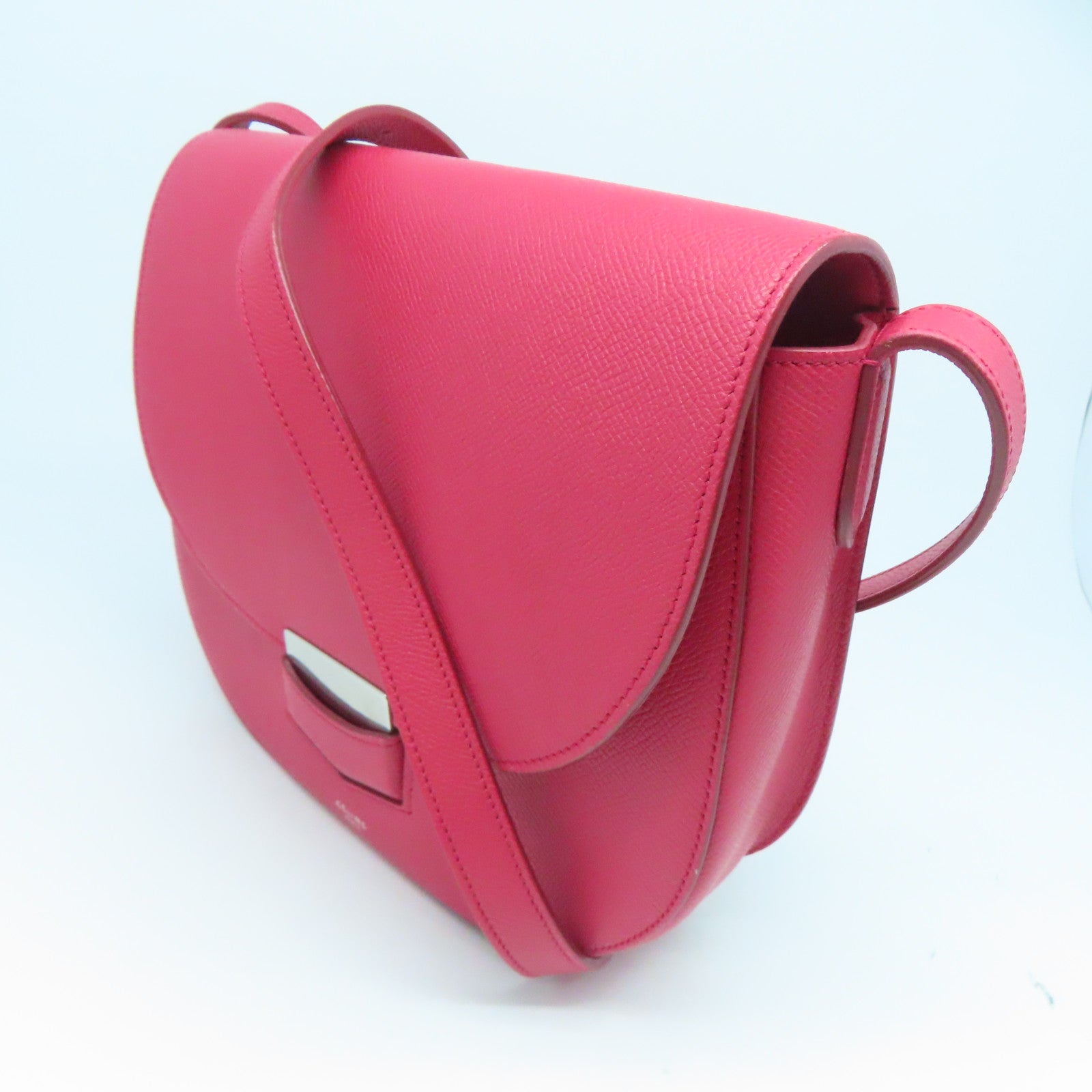 CELINE 牛皮皮革Shoulder Bag银扣肩背袋红色