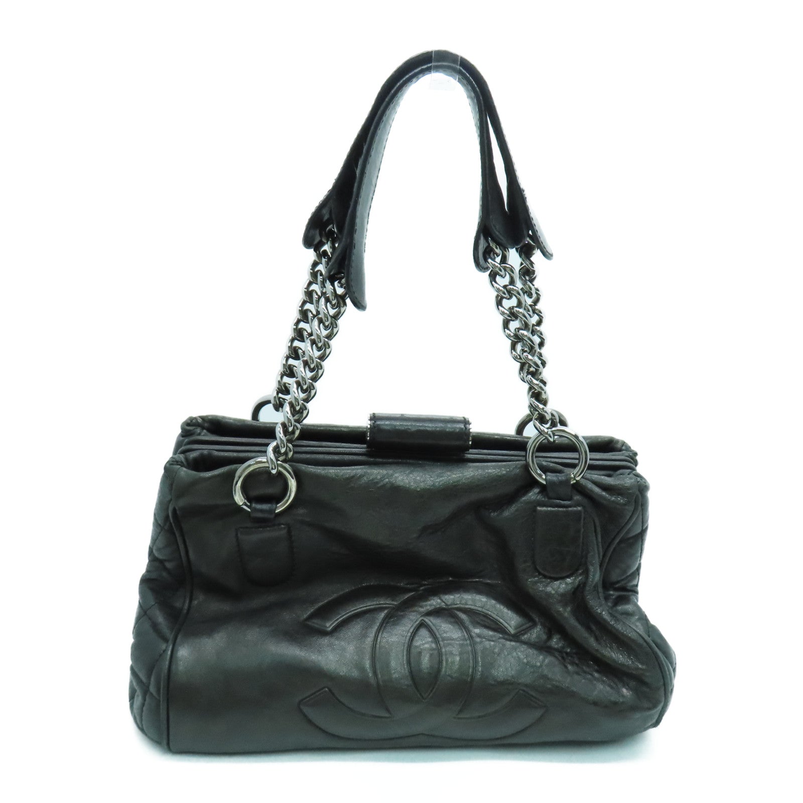 CHANEL 牛皮皮革Shoulder Bag银扣手挽袋/肩背袋