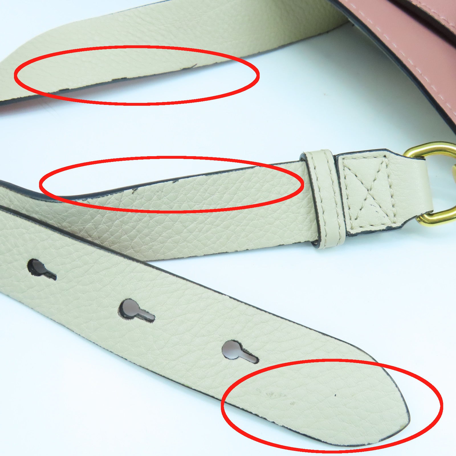 BURBERRY Cowhide Leather Small Belt Bag Gold Buckle Handle Shoulder Bag White Pink