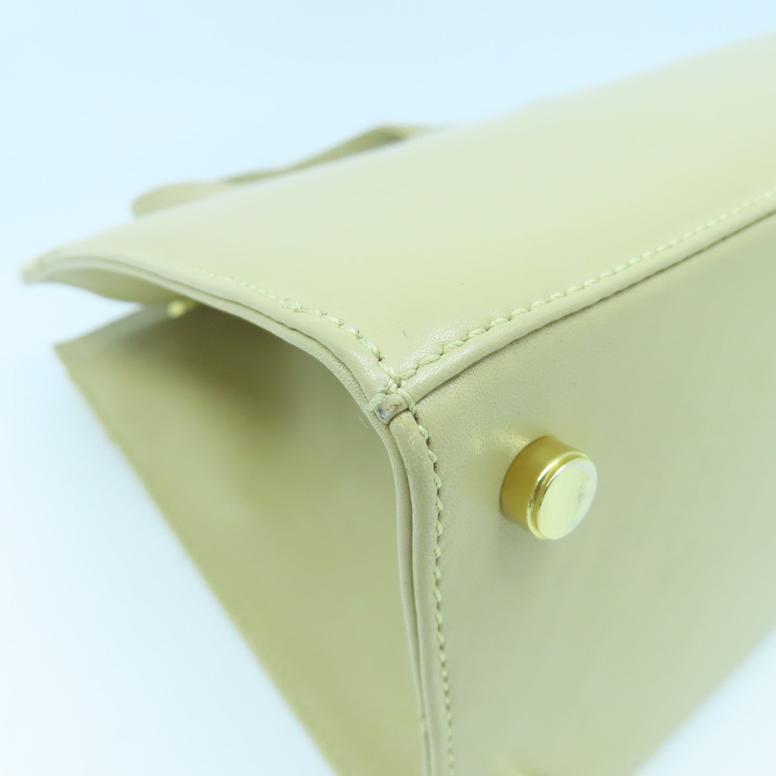 Salvatore Ferragamo 牛皮皮革/帆布Hand Bag金扣手挽袋卡其色