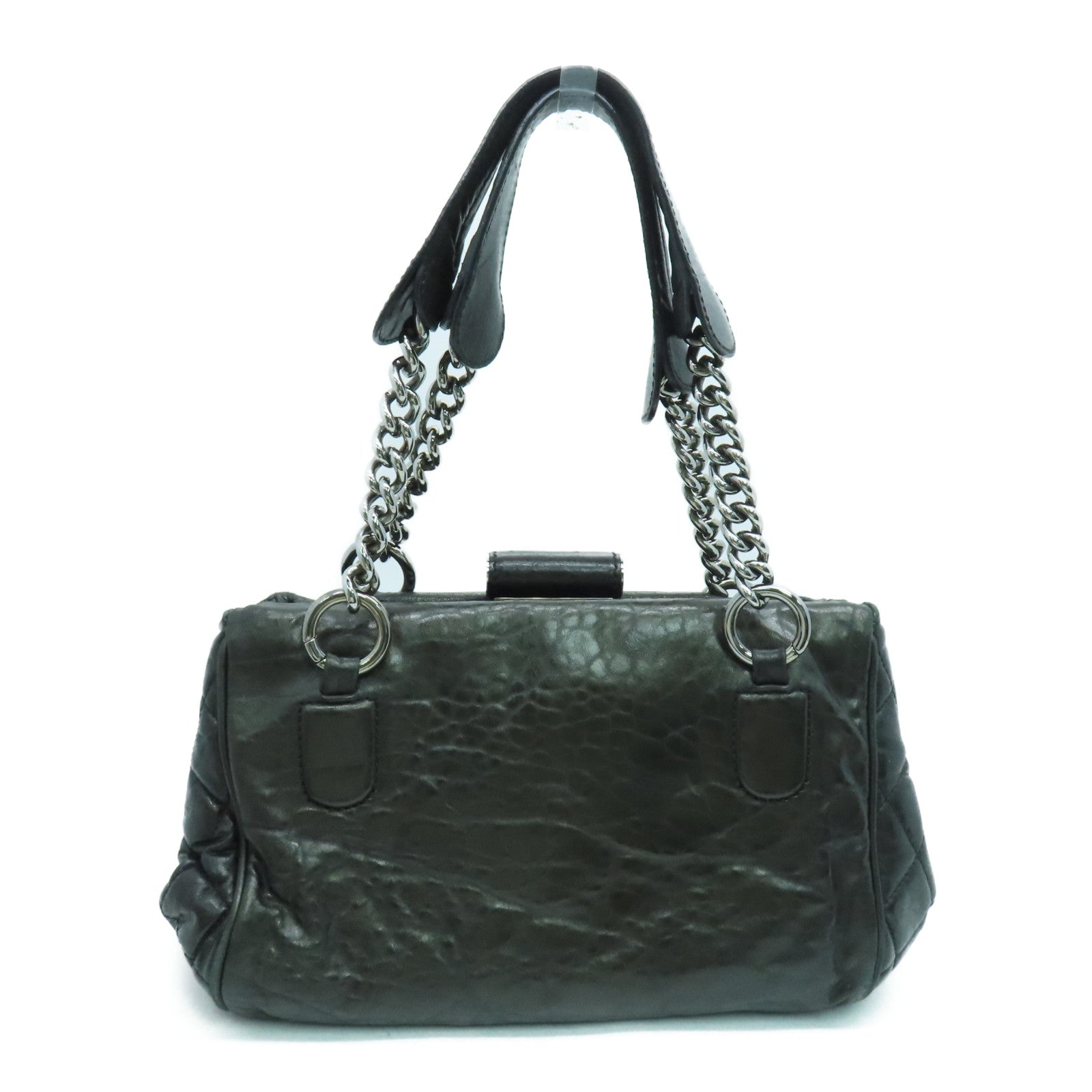 CHANEL 牛皮皮革Shoulder Bag银扣手挽袋/肩背袋