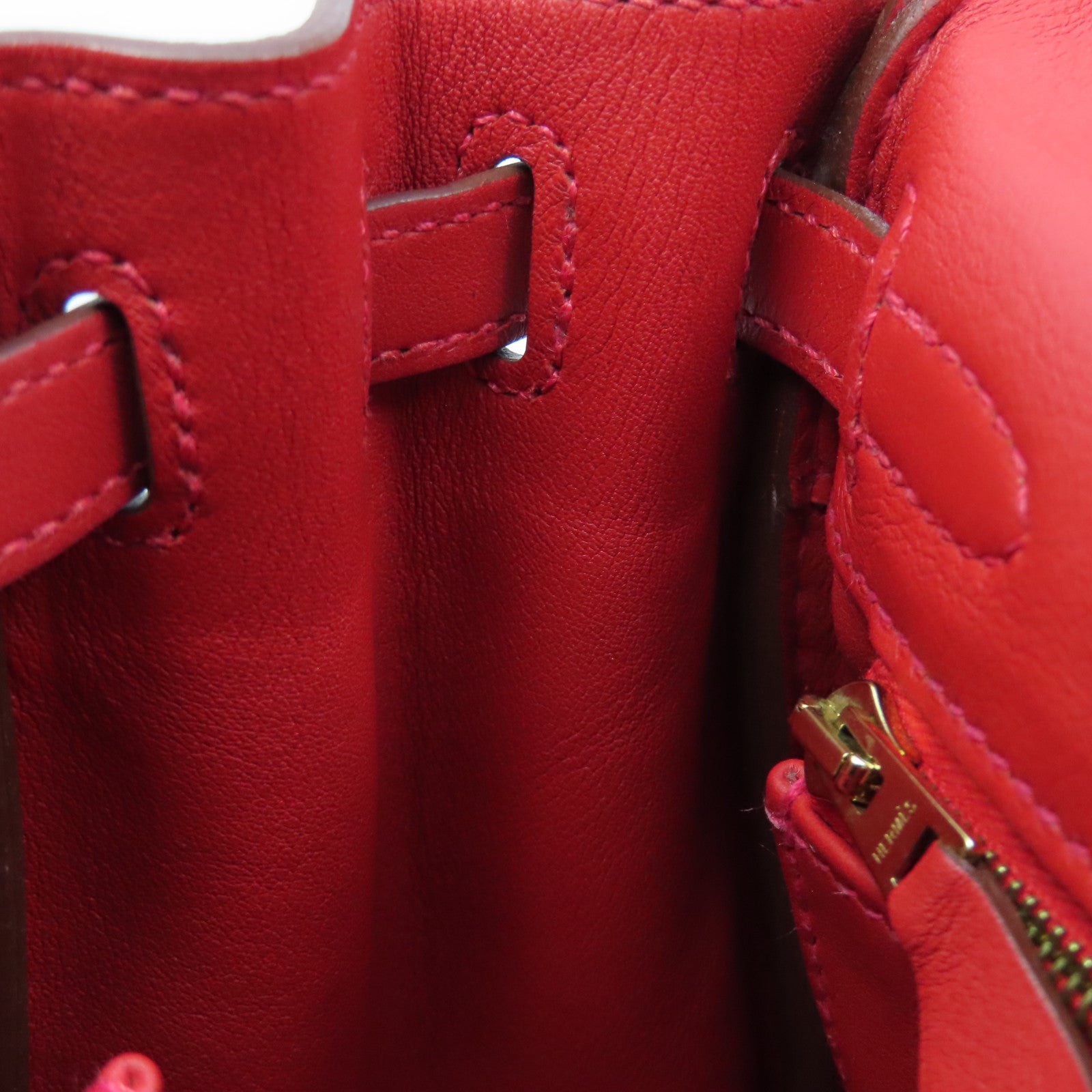 HERMES Swift皮革Kelly 25金扣手挽袋Rouge Vermillon红色