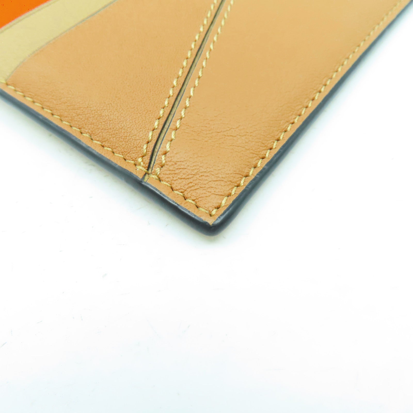 LOEWE 牛皮皮革Puzzle Plain Cardholder卡片套啡色/橙色