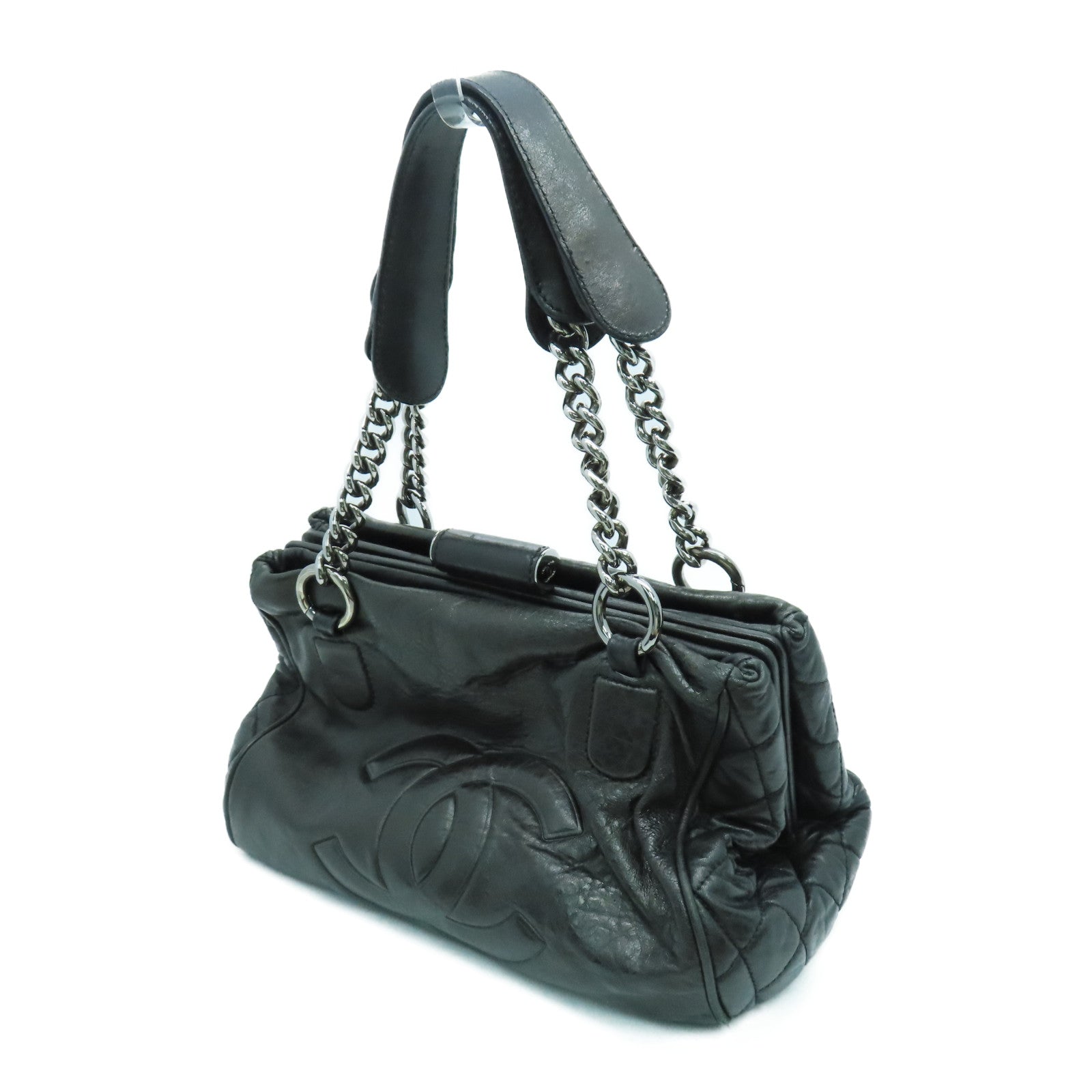 CHANEL 牛皮皮革Shoulder Bag银扣手挽袋/肩背袋