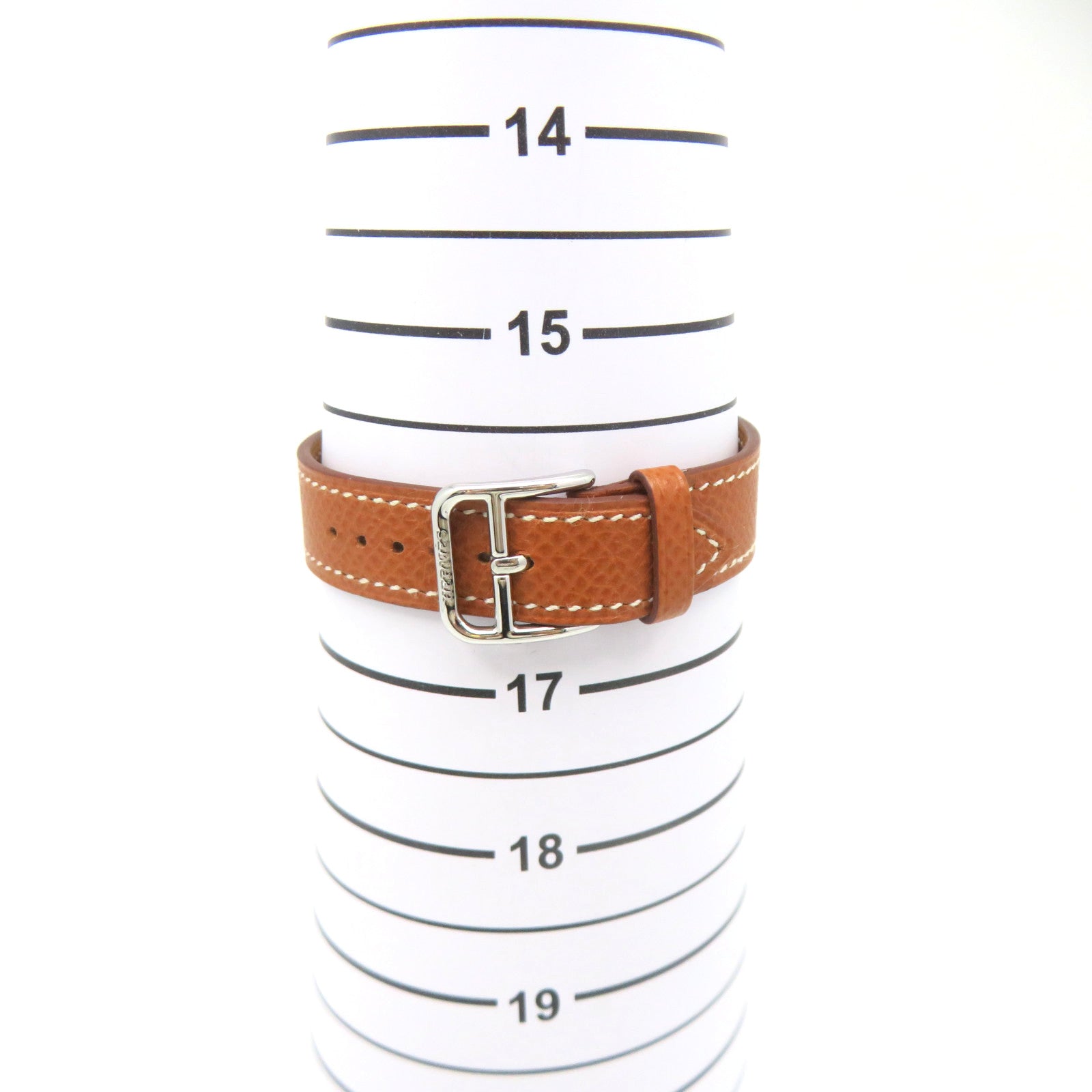 HERMES Heure H watch Stainless Steel/Epsom Leather Band Quartz Watch White/Gold Brown