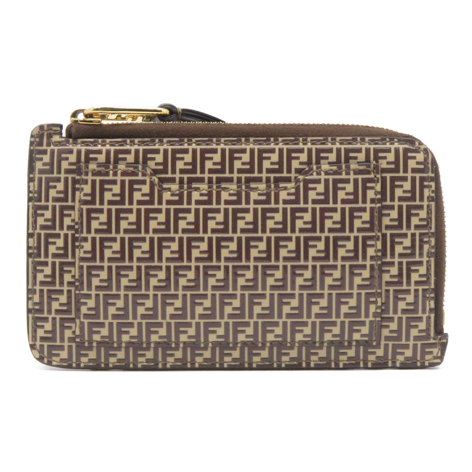 FENDI 牛皮皮革Card Case金扣卡片套啡色