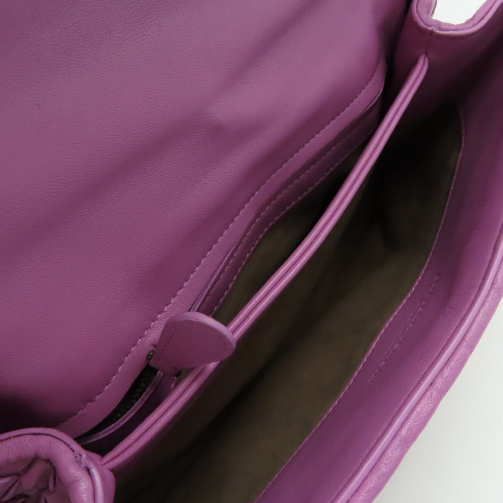 BOTTEGA VENETA 織紋皮革Baby Olimpia Shoulder Bag鏈帶肩背袋紫粉色