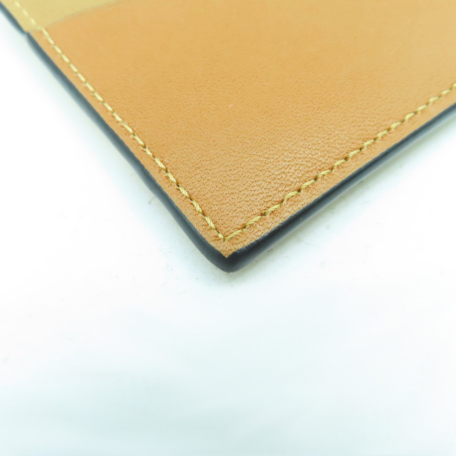 LOEWE 牛皮皮革Puzzle Plain Cardholder卡片套啡色/橙色