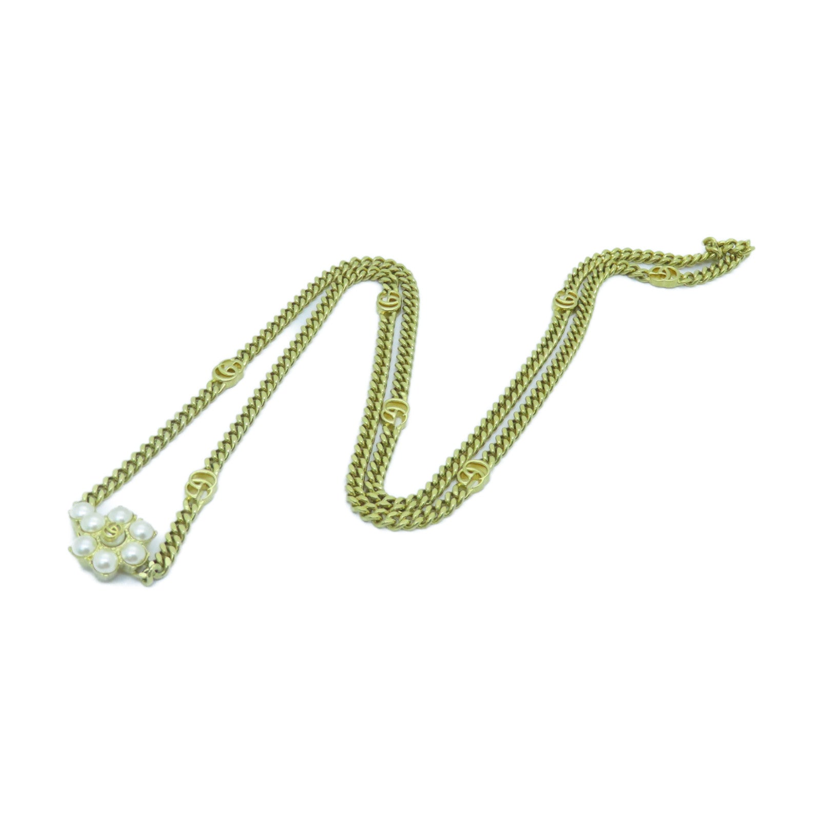 GUCCI Metal/PVC Necklace White/Gold