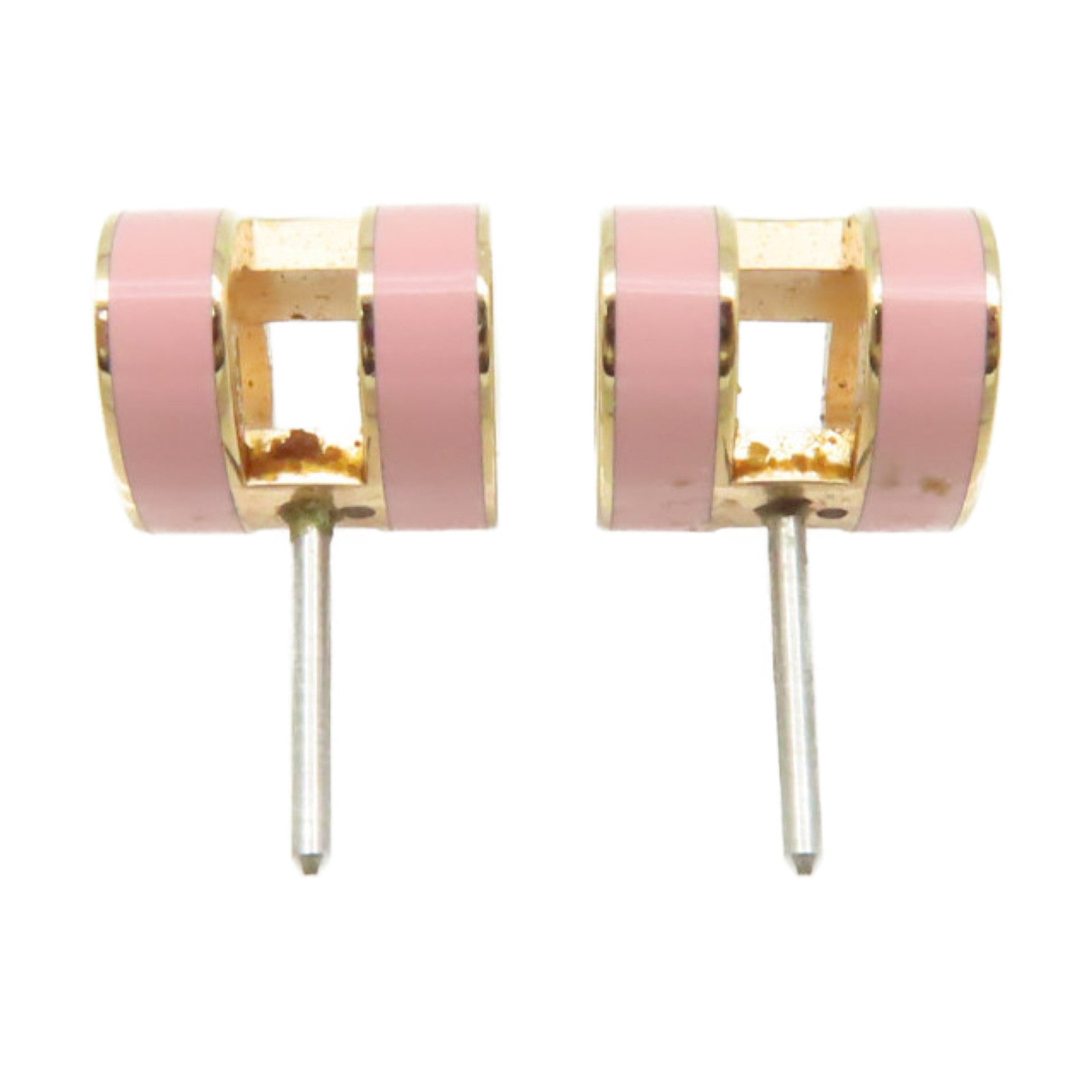 HERMES 金屬/瓷漆Pop H Earrings耳環金色/粉紅色