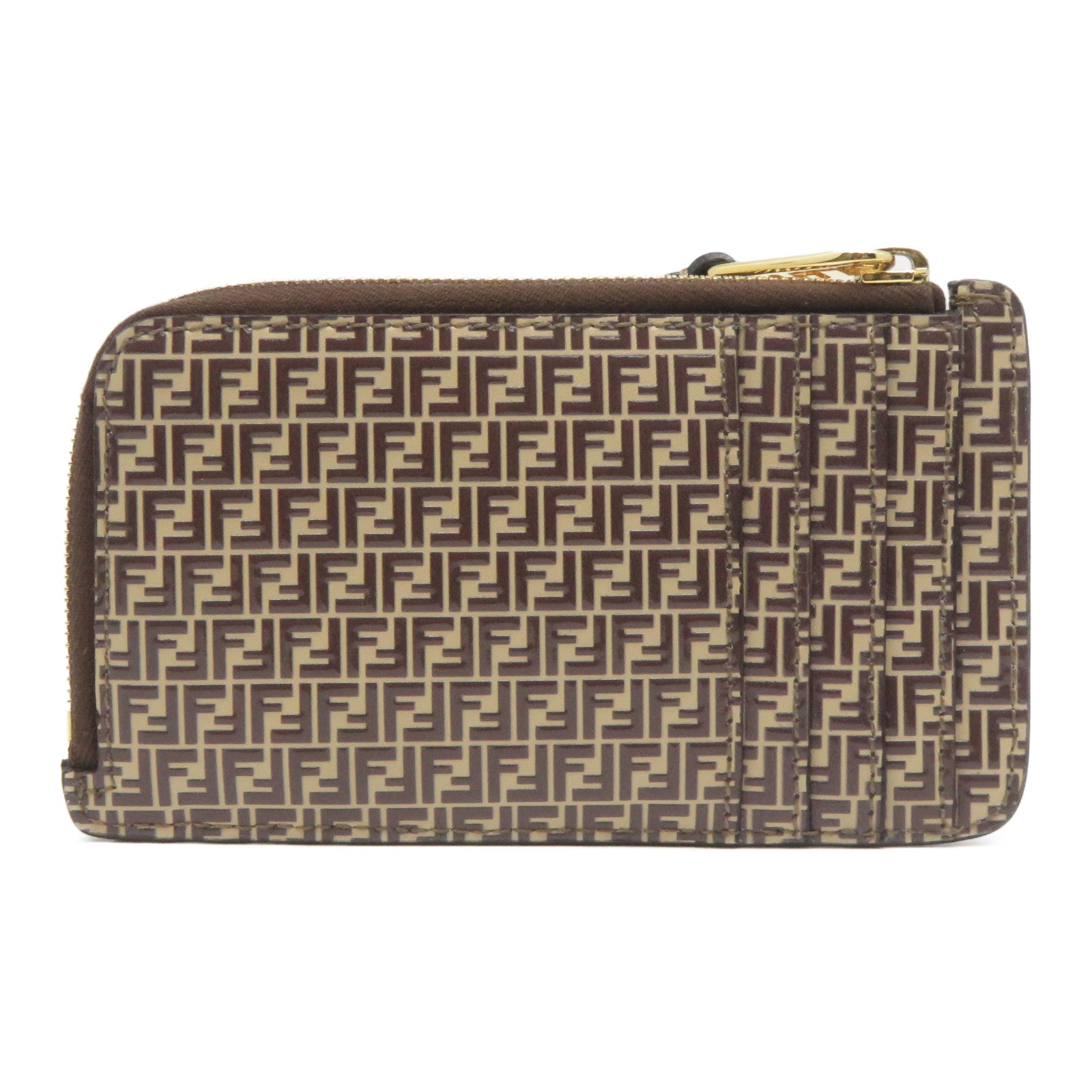 FENDI 牛皮皮革Card Case金扣卡片套啡色