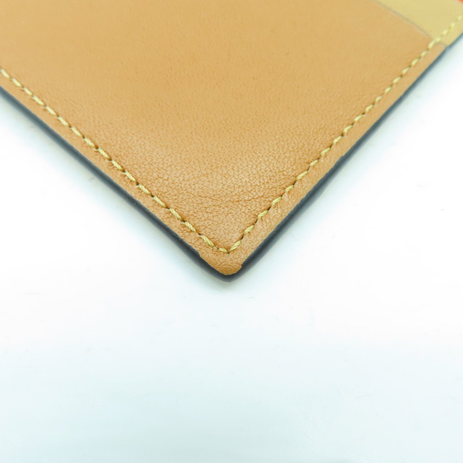 LOEWE 牛皮皮革Puzzle Plain Cardholder卡片套啡色/橙色