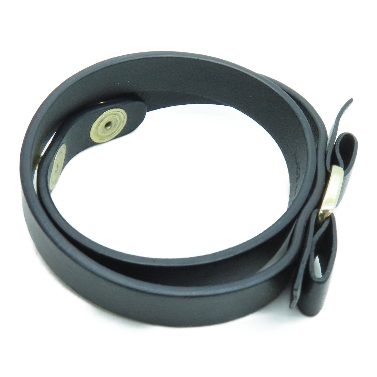 Salvatore Ferragamo Calf Leather Bracelet Gold Buckle Hand Strap Black