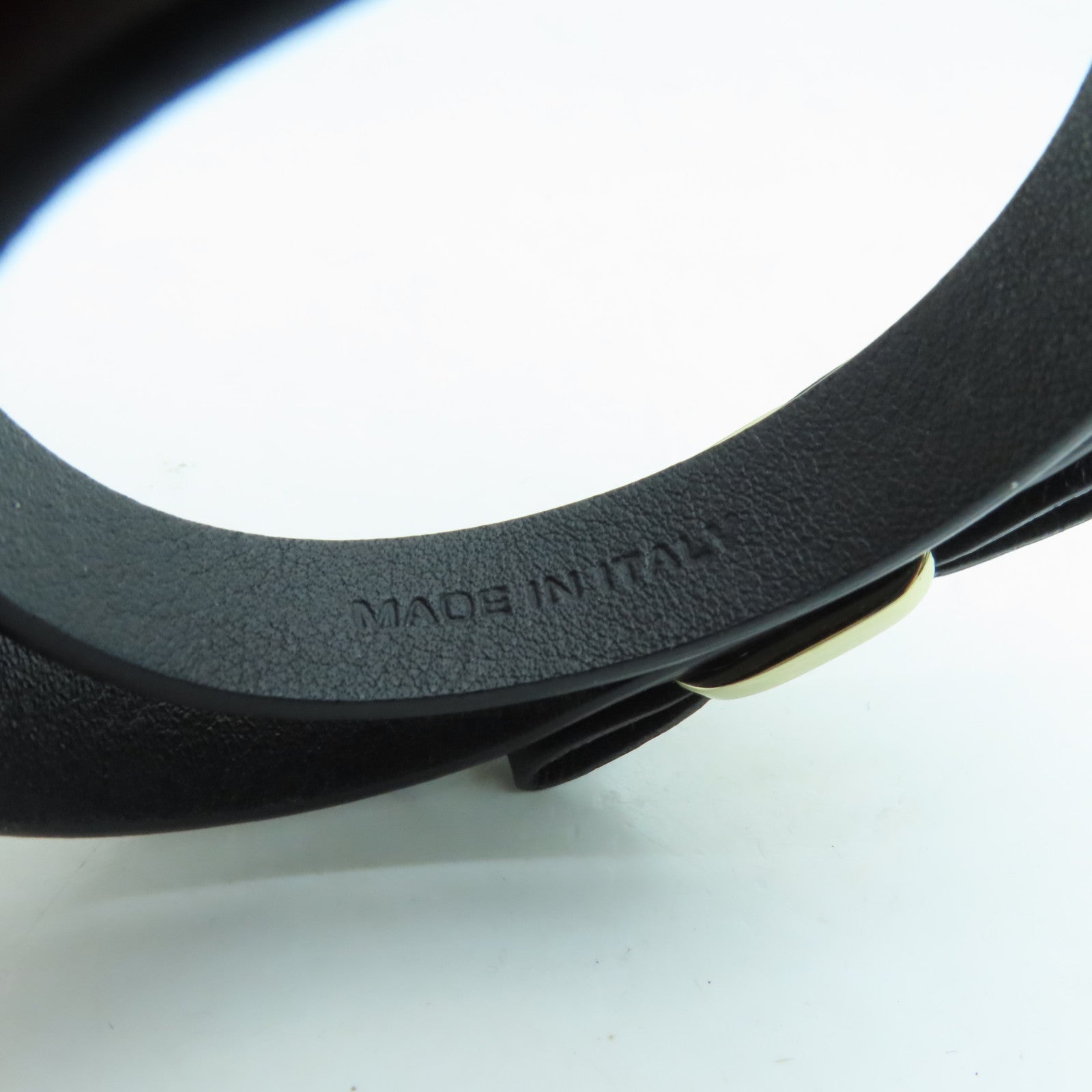 Salvatore Ferragamo Calf Leather Bracelet Gold Buckle Hand Strap Black