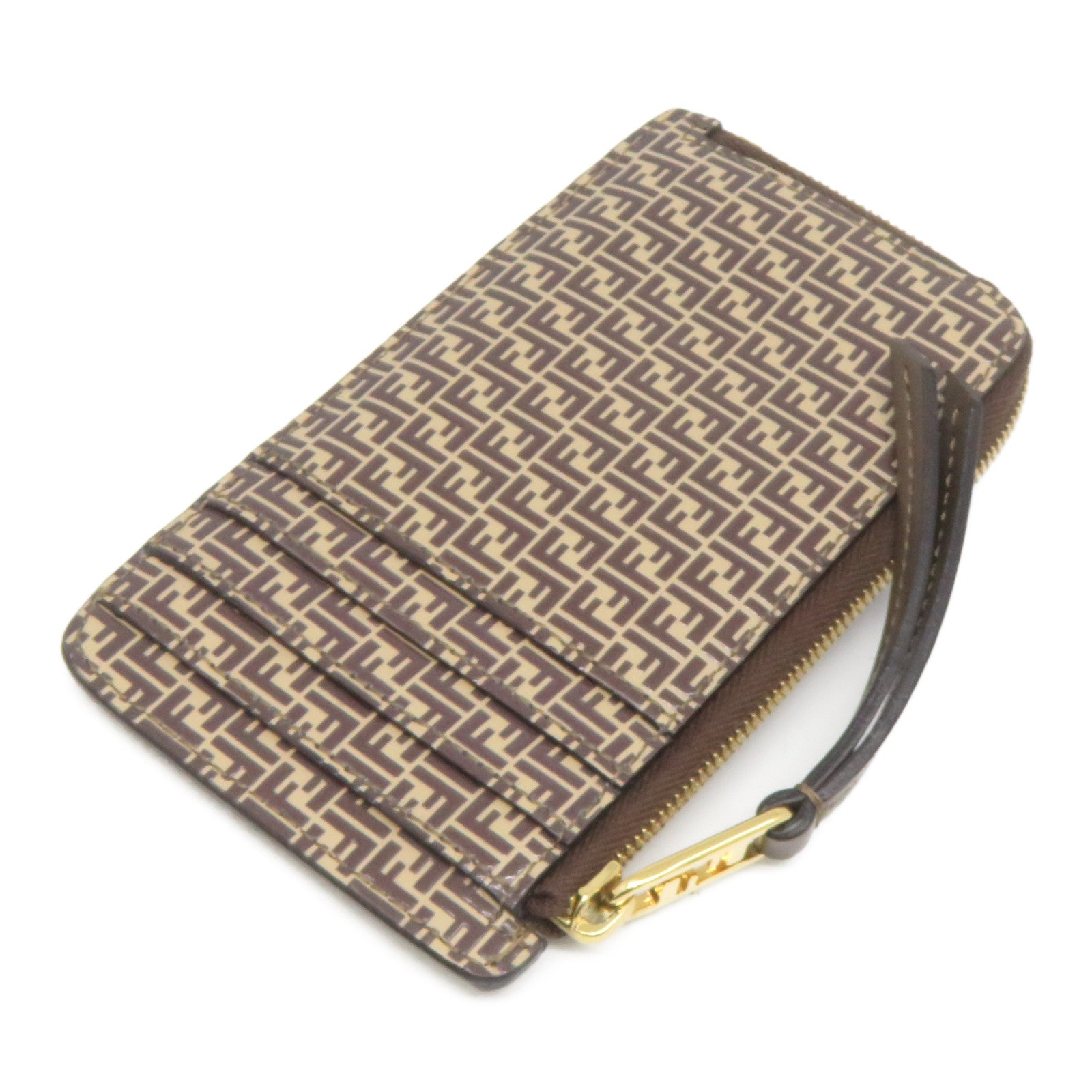 FENDI 牛皮皮革Card Case金扣卡片套啡色