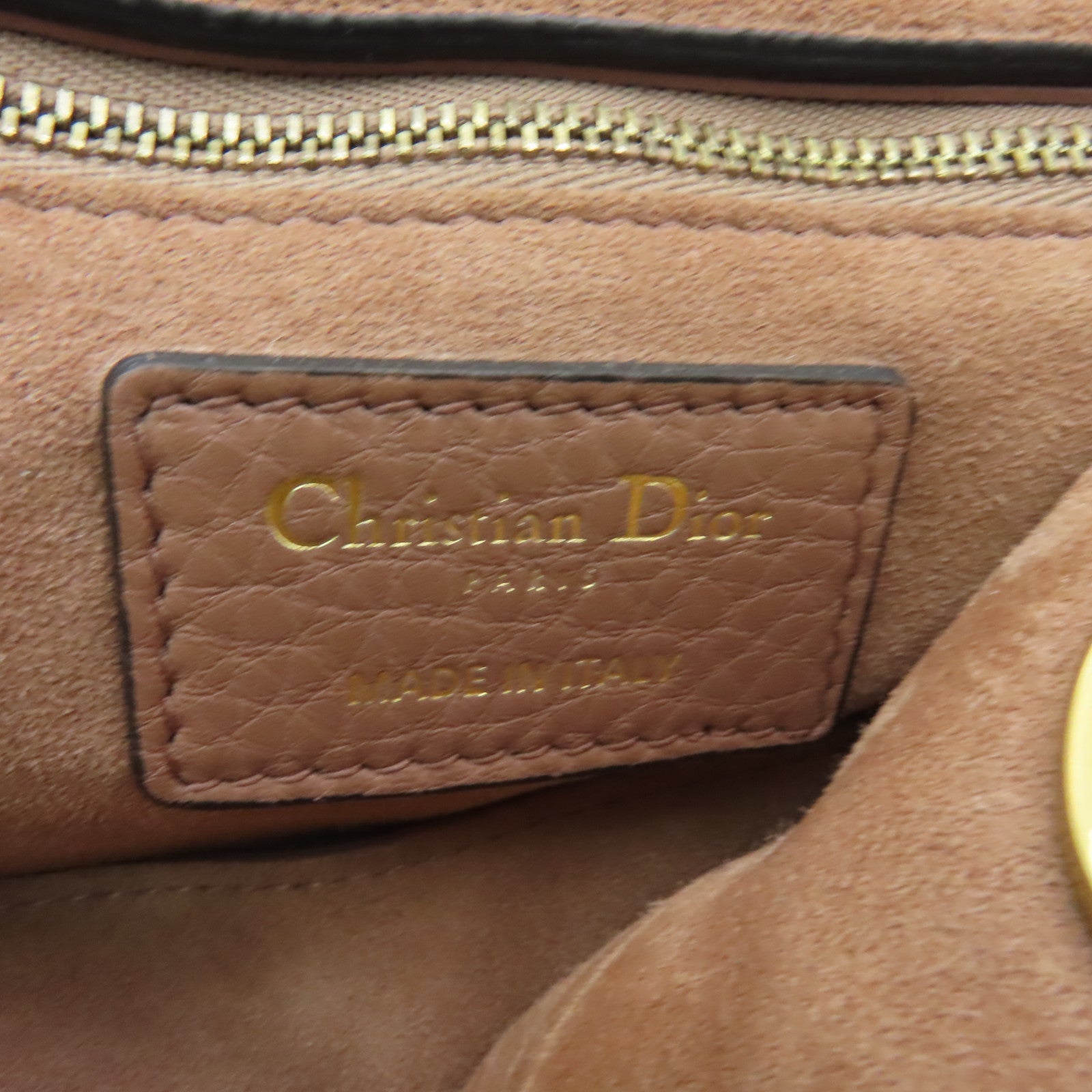 Dior 牛皮皮革Lady Dior金扣手挽肩背兩用袋棕色