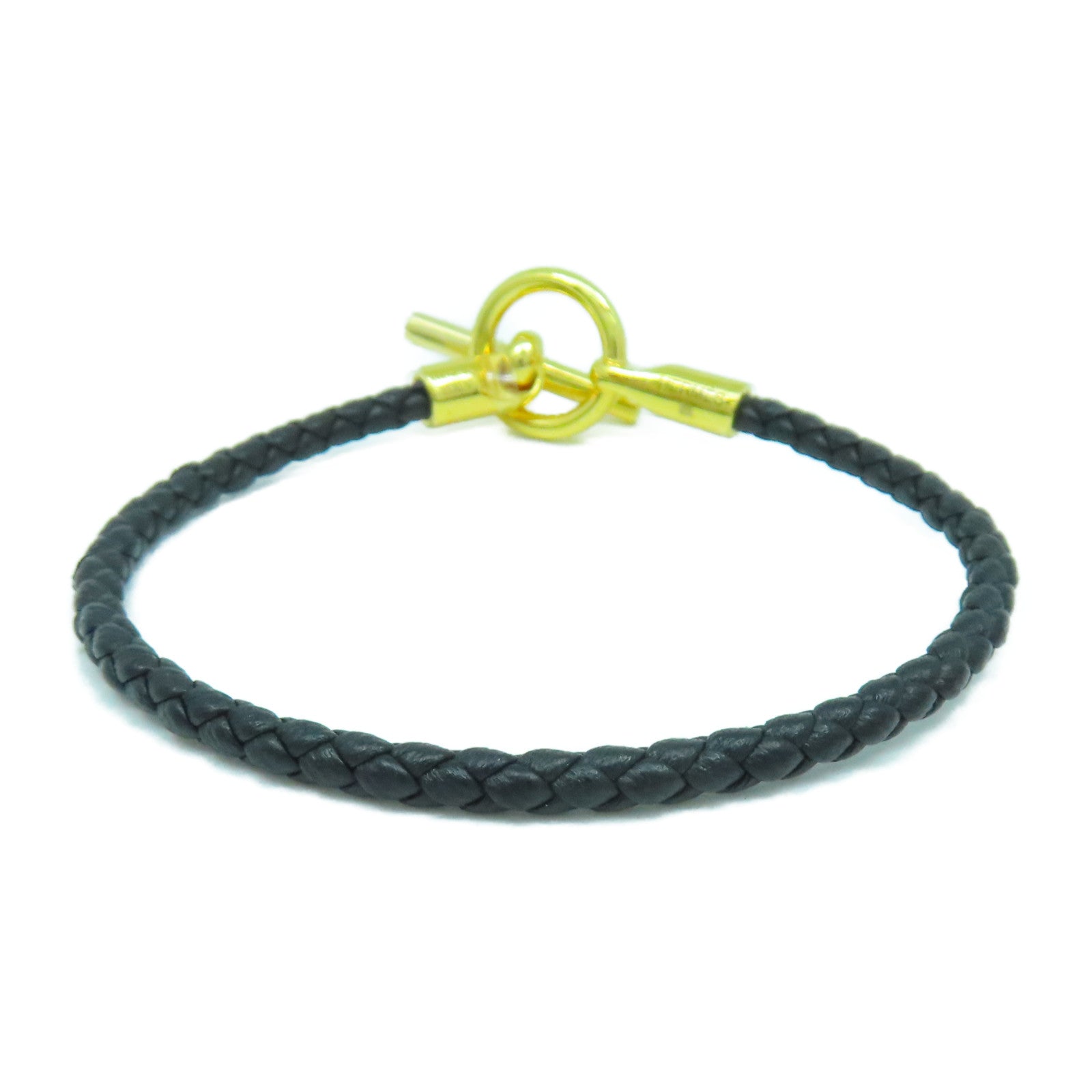 HERMES Swift皮革Glenan Bracelet金扣手鏈黑色