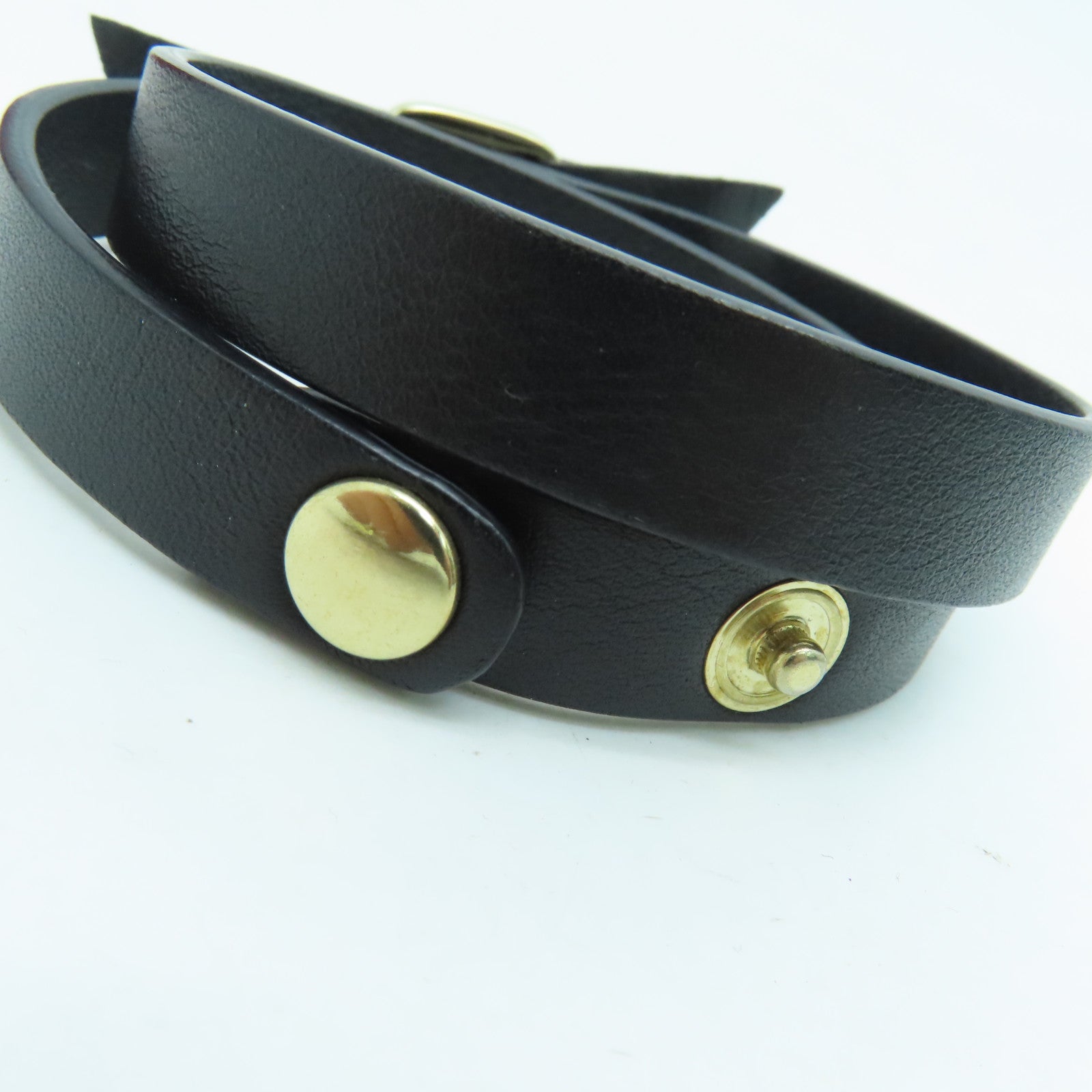 Salvatore Ferragamo Calf Leather Bracelet Gold Buckle Hand Strap Black