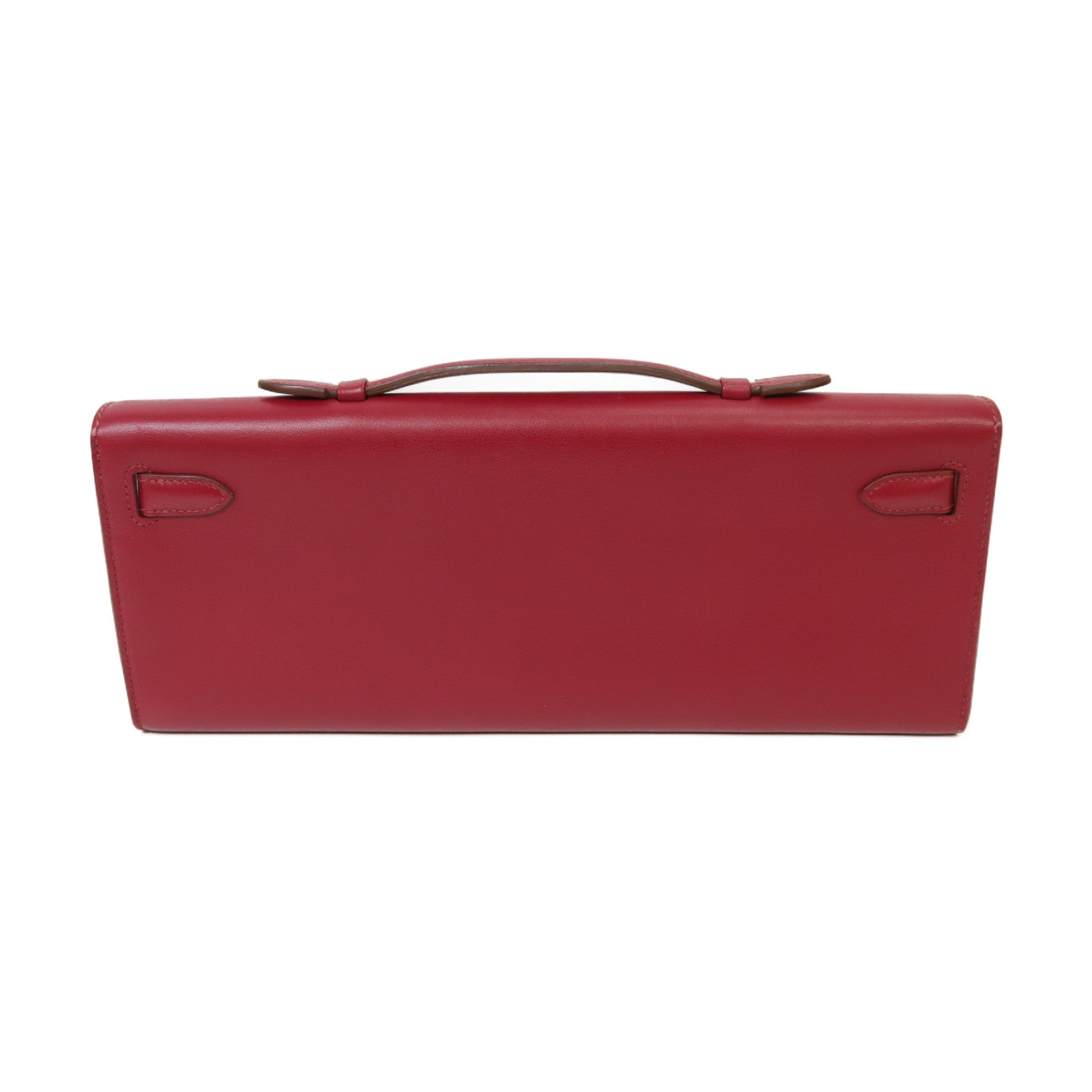 HERMES Swift皮革Kelly Cut銀扣手挽袋Ruby紅色