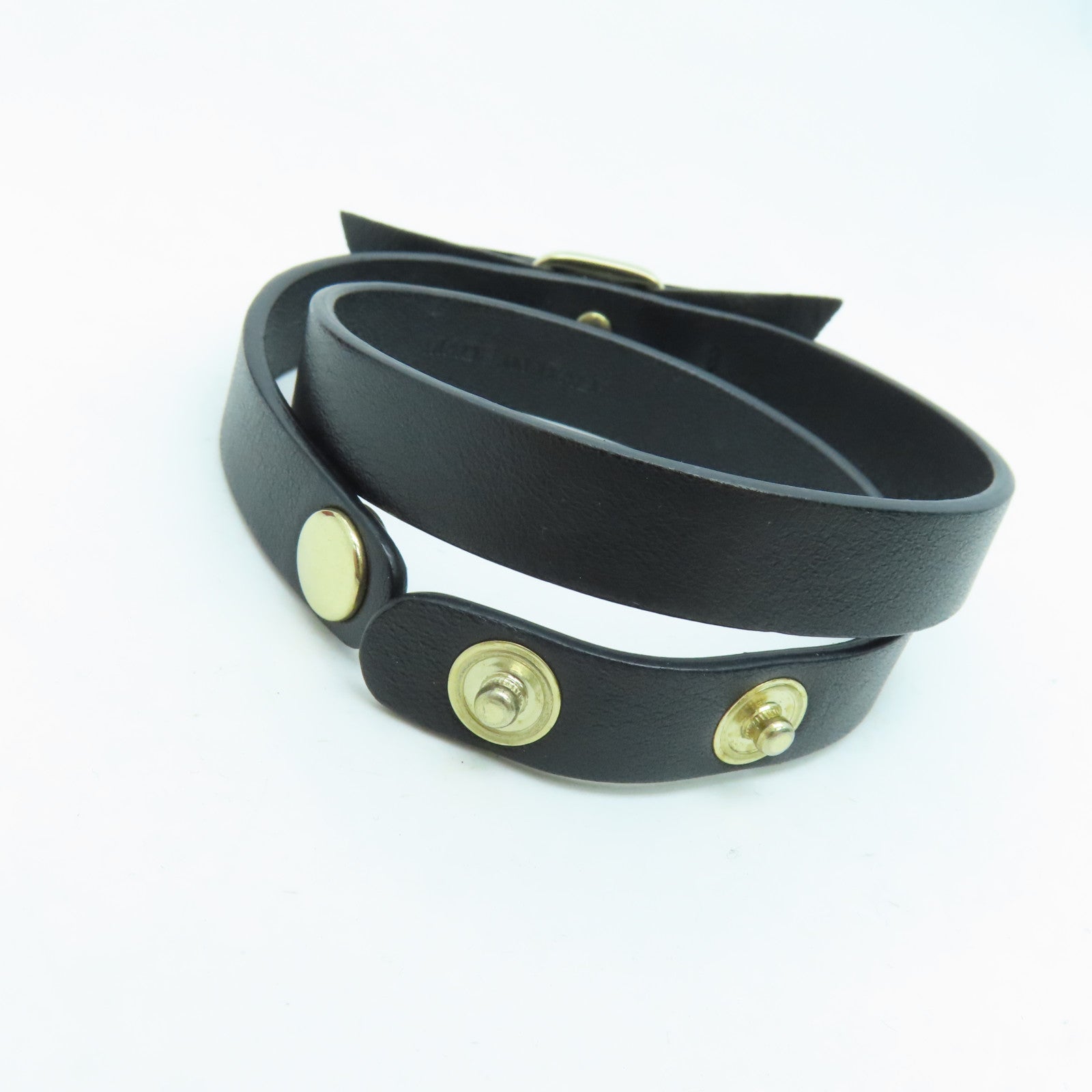 Salvatore Ferragamo Calf Leather Bracelet Gold Buckle Hand Strap Black