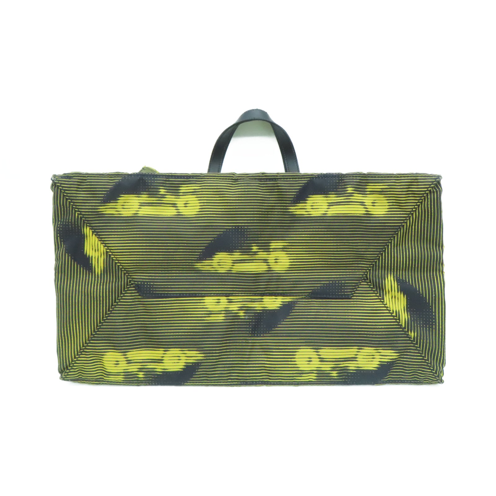 PRADA 尼龙Tote Bag银扣手挽袋黑色/黄色