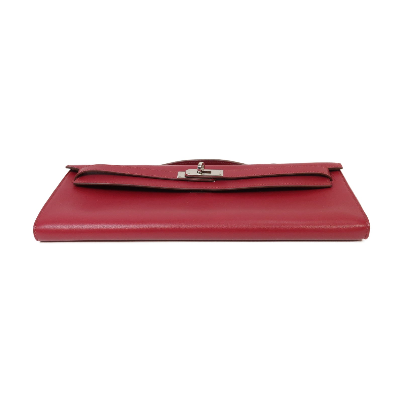 HERMES Swift皮革Kelly Cut銀扣手挽袋Ruby紅色