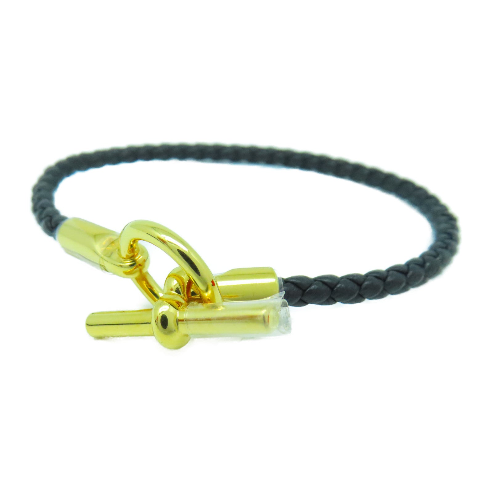 HERMES Swift皮革Glenan Bracelet金扣手鏈黑色