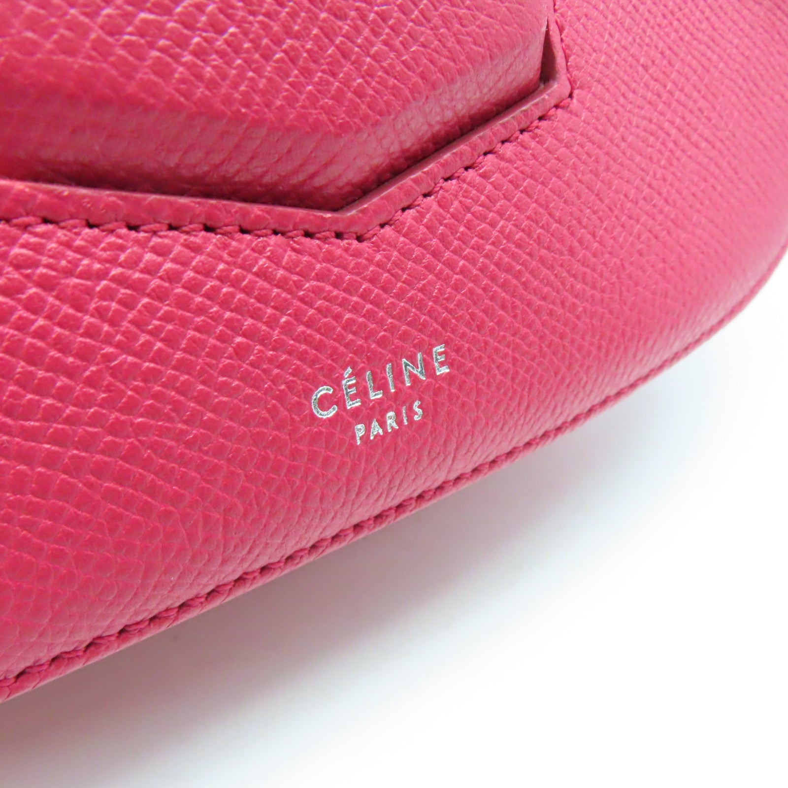 CELINE 牛皮皮革Shoulder Bag银扣肩背袋红色
