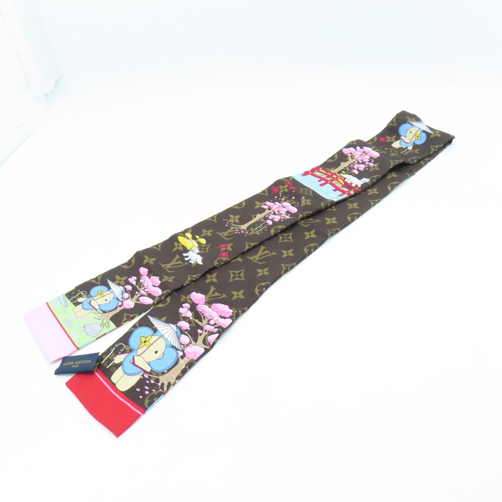 LOUIS VUITTON Silk Scarf Scarf Brown