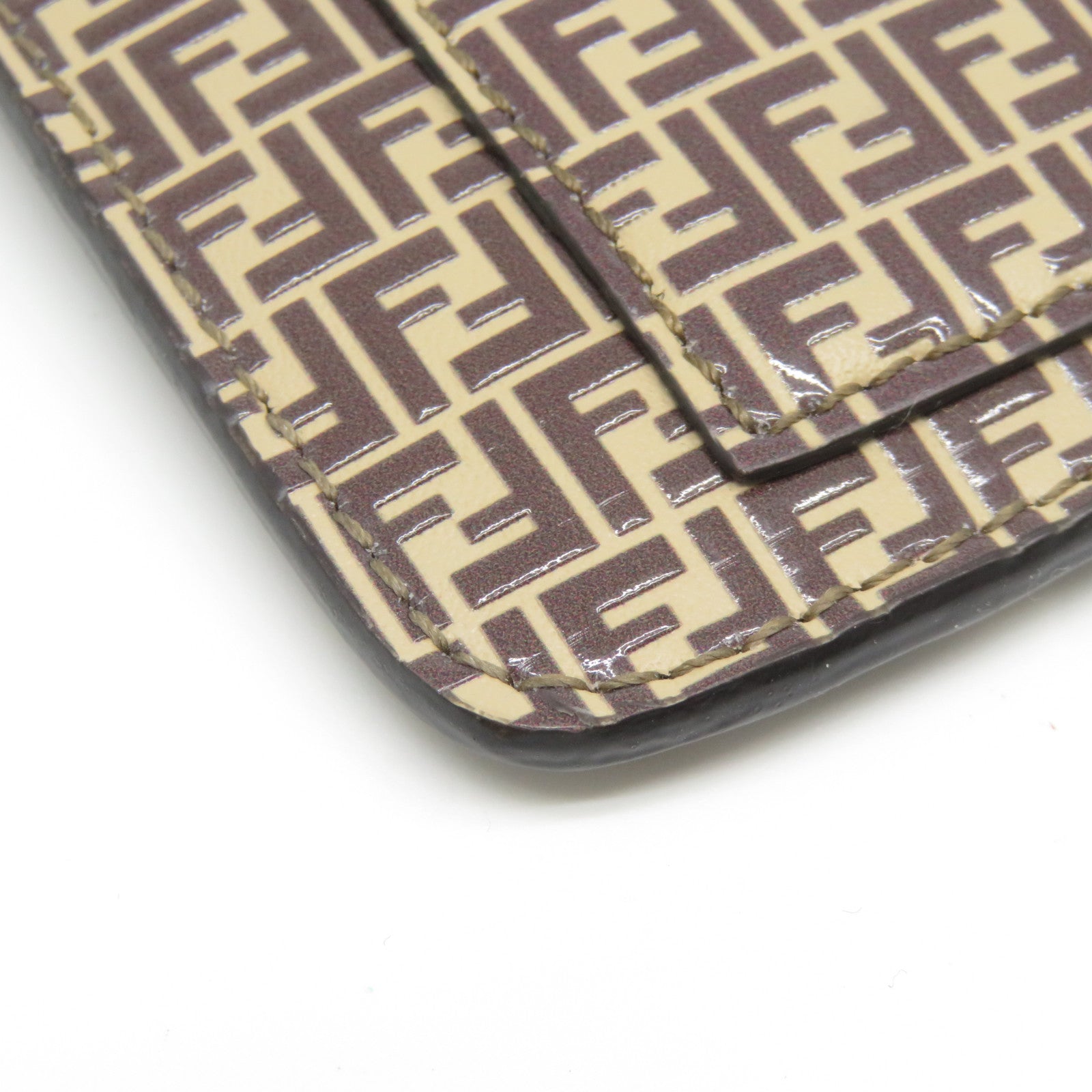 FENDI 牛皮皮革Card Case金扣卡片套啡色