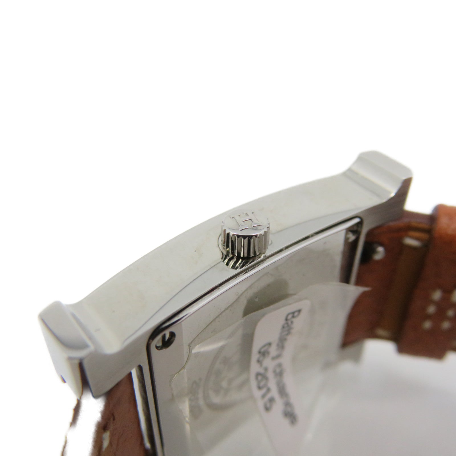 HERMES Heure H watch Stainless Steel/Epsom Leather Band Quartz Watch White/Gold Brown
