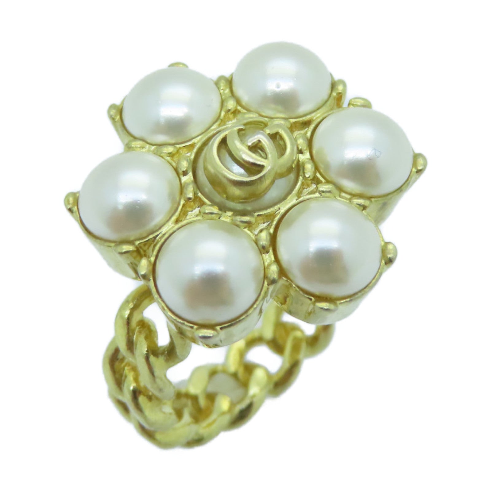 GUCCI Metal/PVC Ring White/Gold US#5.5
