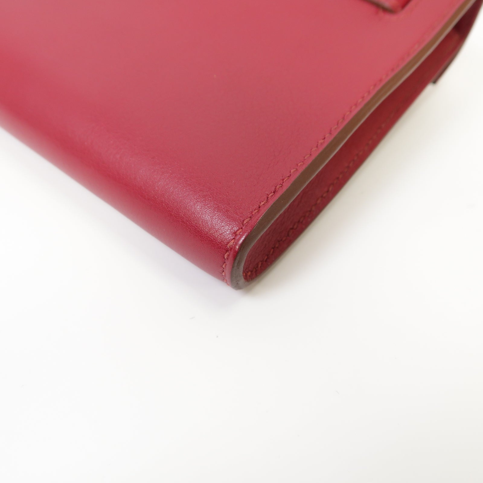 HERMES Swift皮革Kelly Cut銀扣手挽袋Ruby紅色