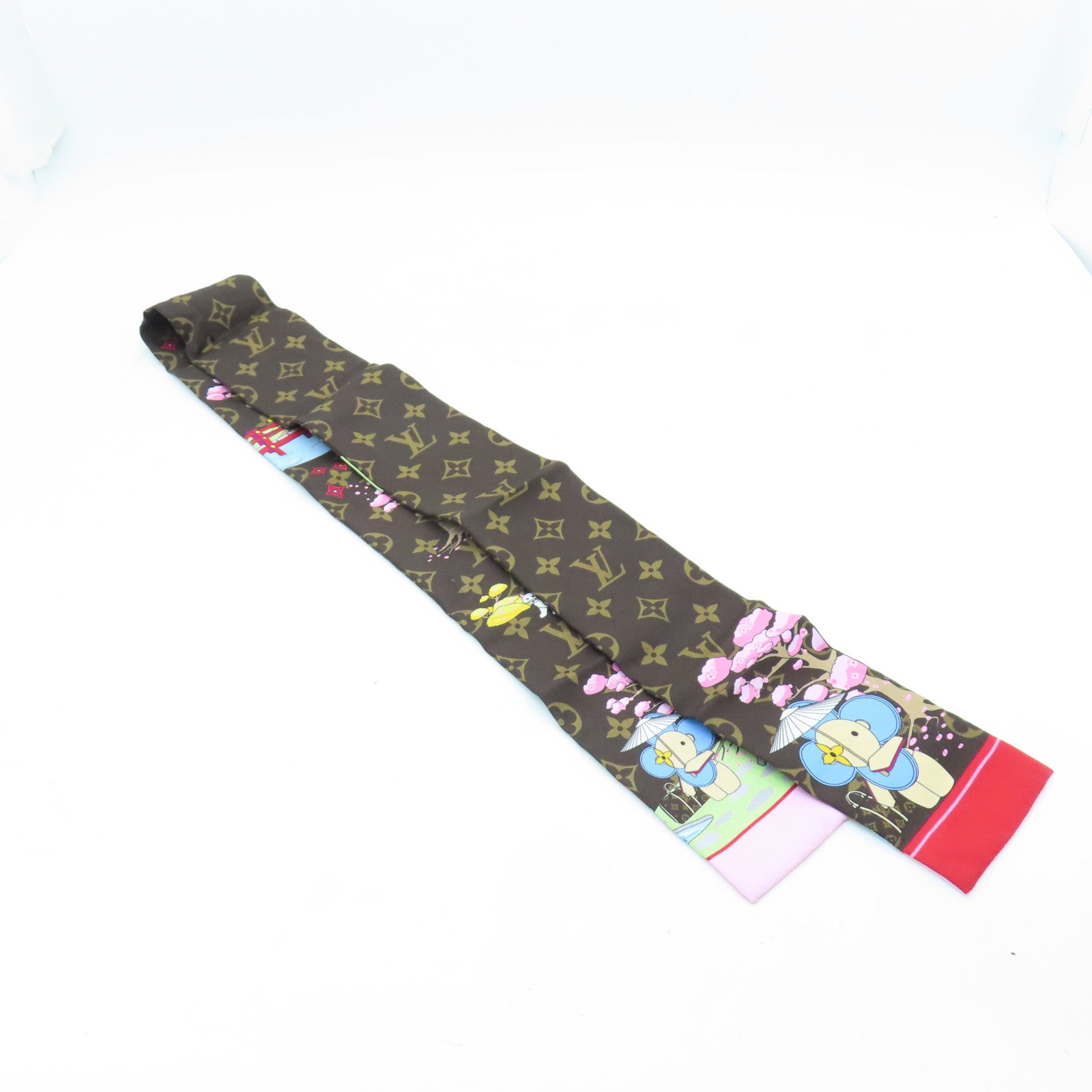 LOUIS VUITTON Silk Scarf Scarf Brown