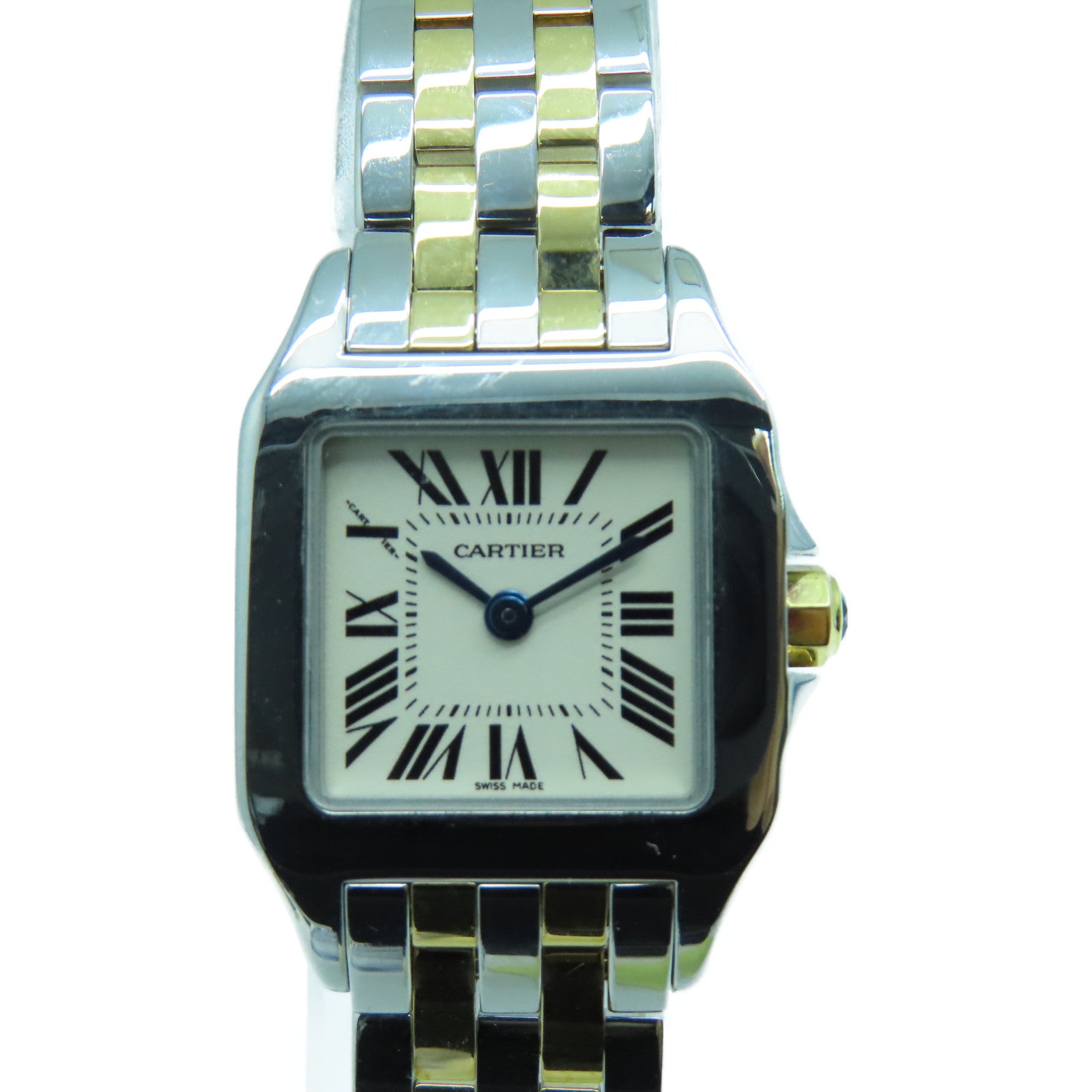 CARTIER Santos Demoiselle 18K/不鏽鋼手錶石英機芯白色