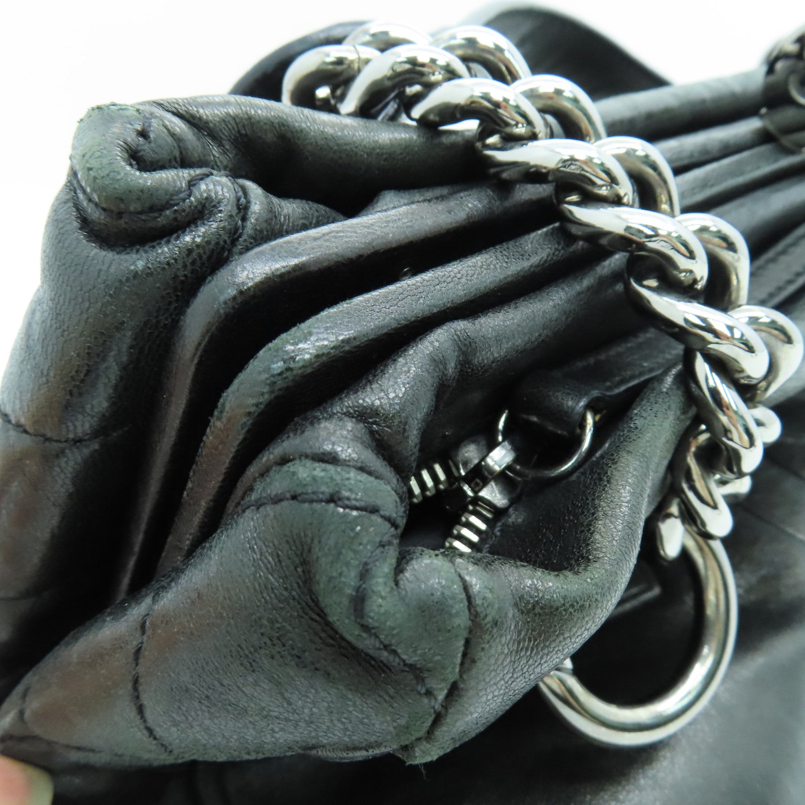 CHANEL 牛皮皮革Shoulder Bag银扣手挽袋/肩背袋