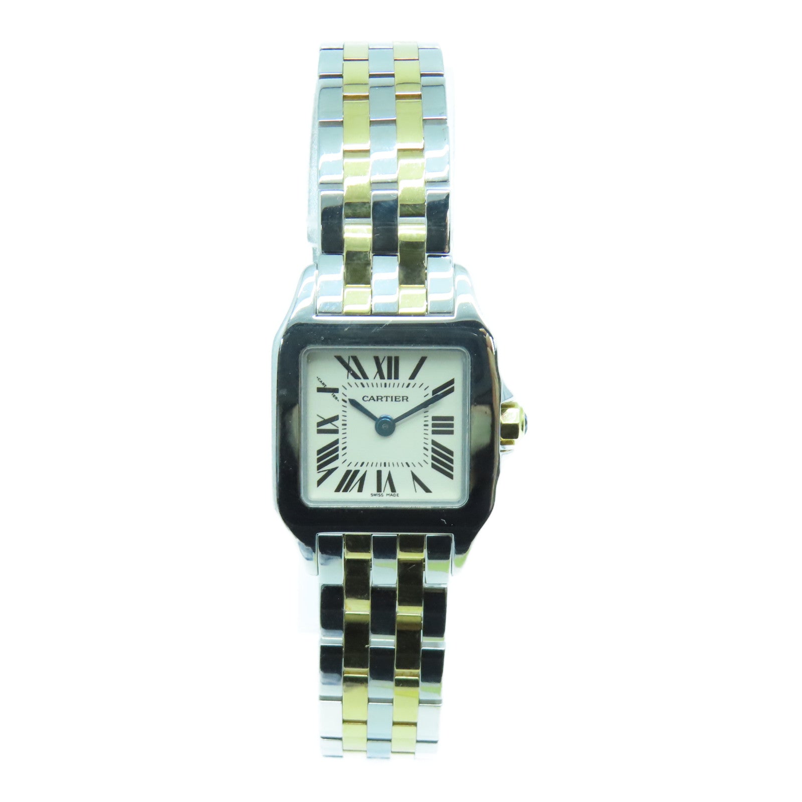CARTIER Santos Demoiselle 18K/不鏽鋼手錶石英機芯白色